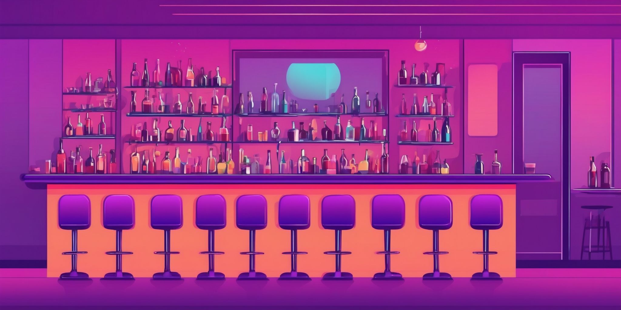 Bar in flat illustration style, colorful purple gradient colors