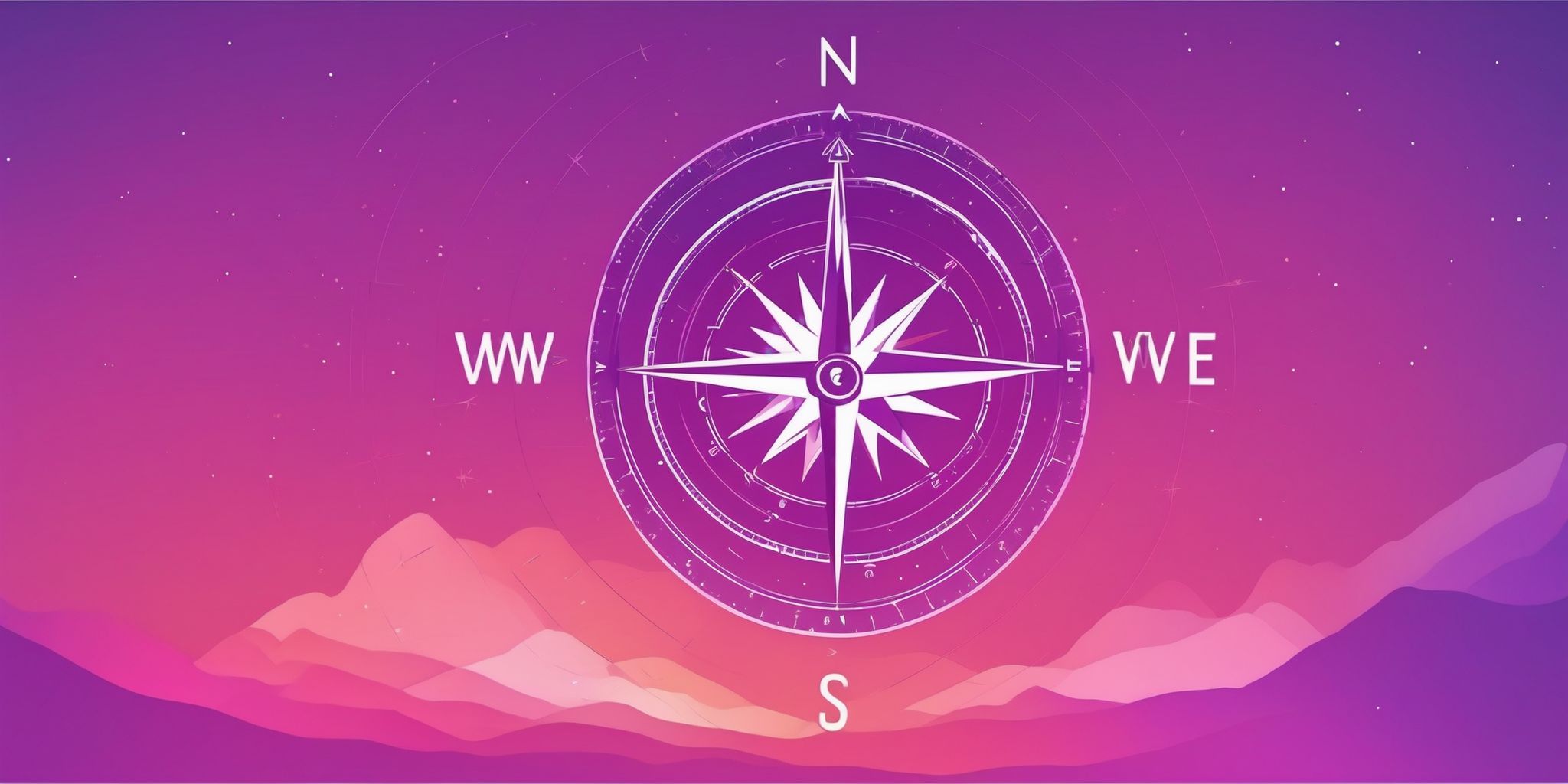 Compass in flat illustration style, colorful purple gradient colors