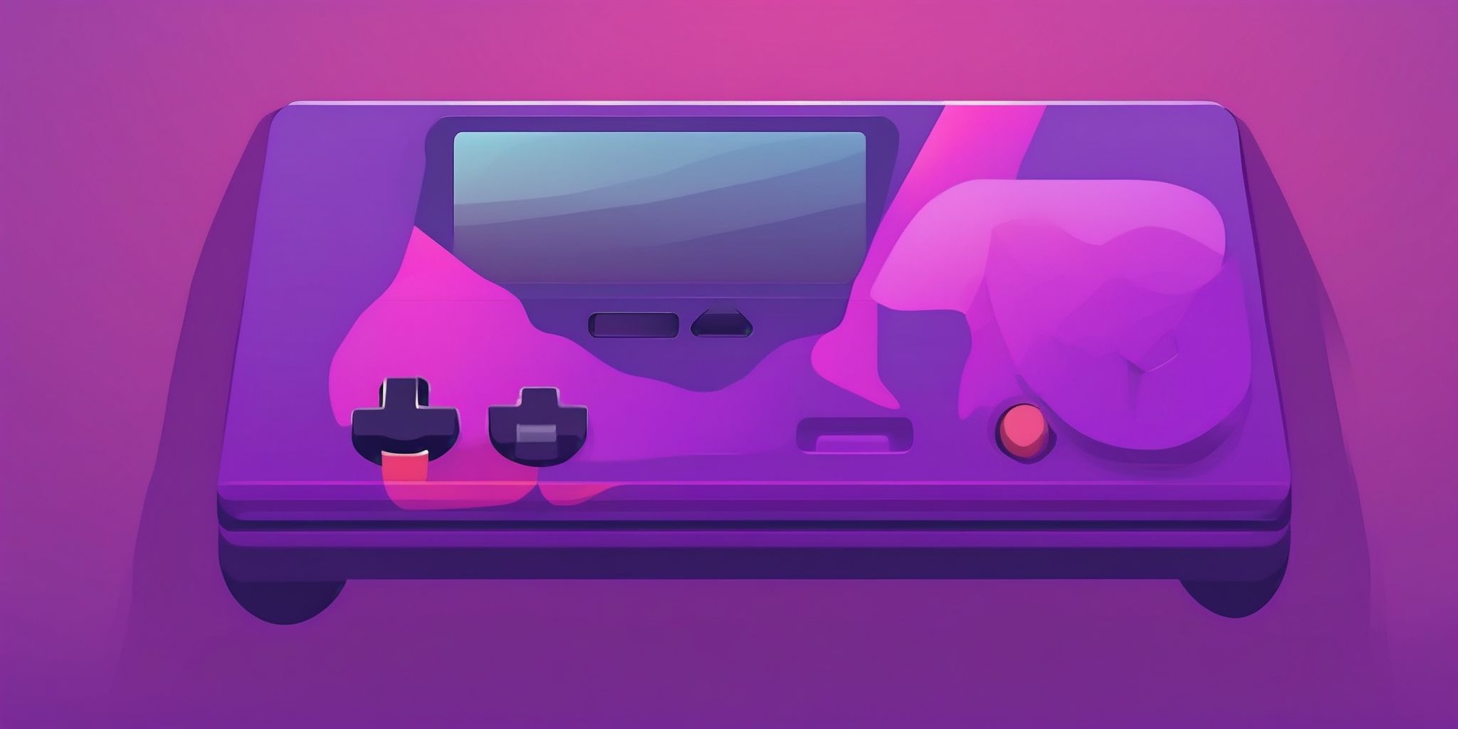 Game console in flat illustration style, colorful purple gradient colors