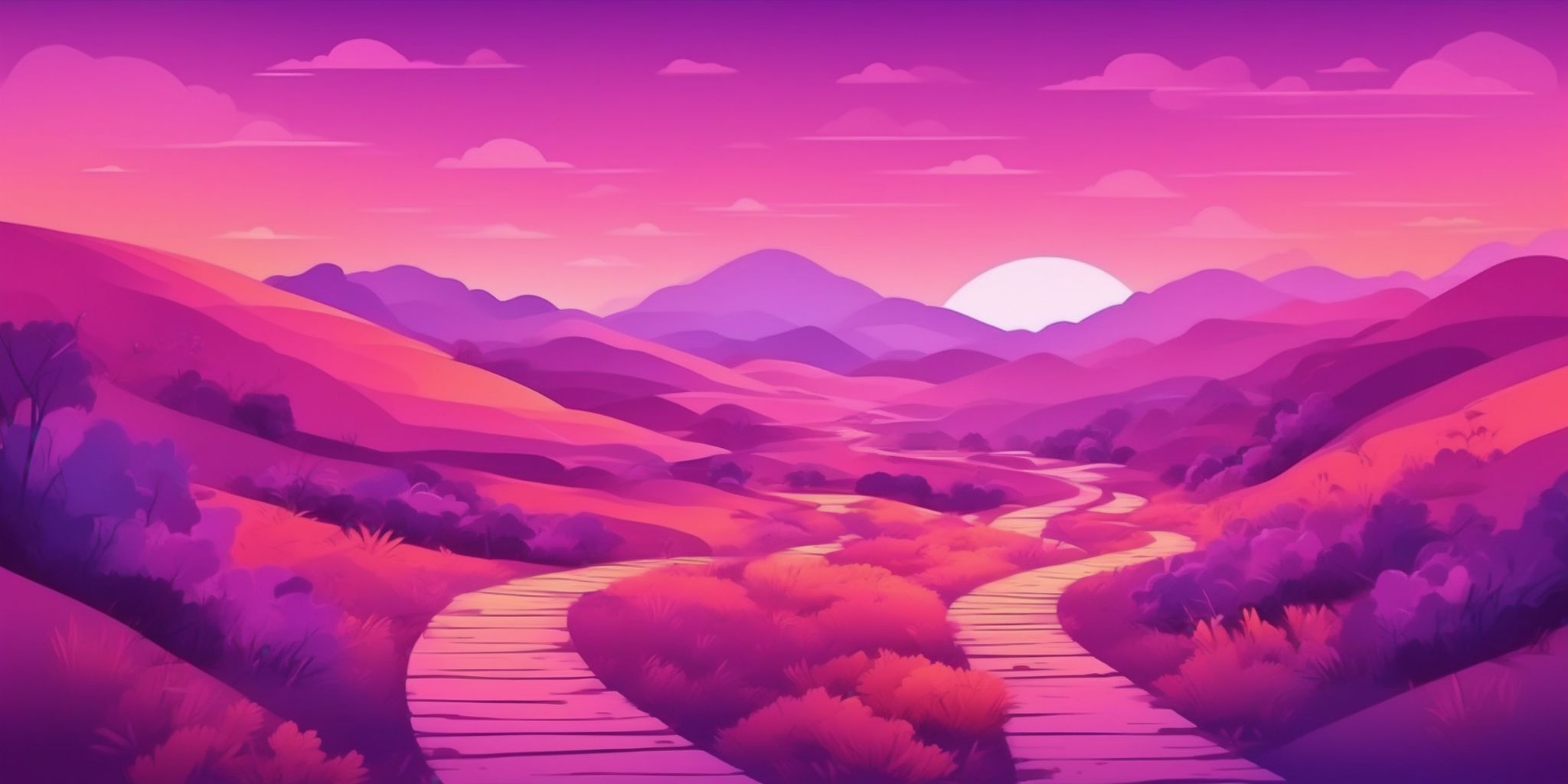 Pathway in flat illustration style, colorful purple gradient colors