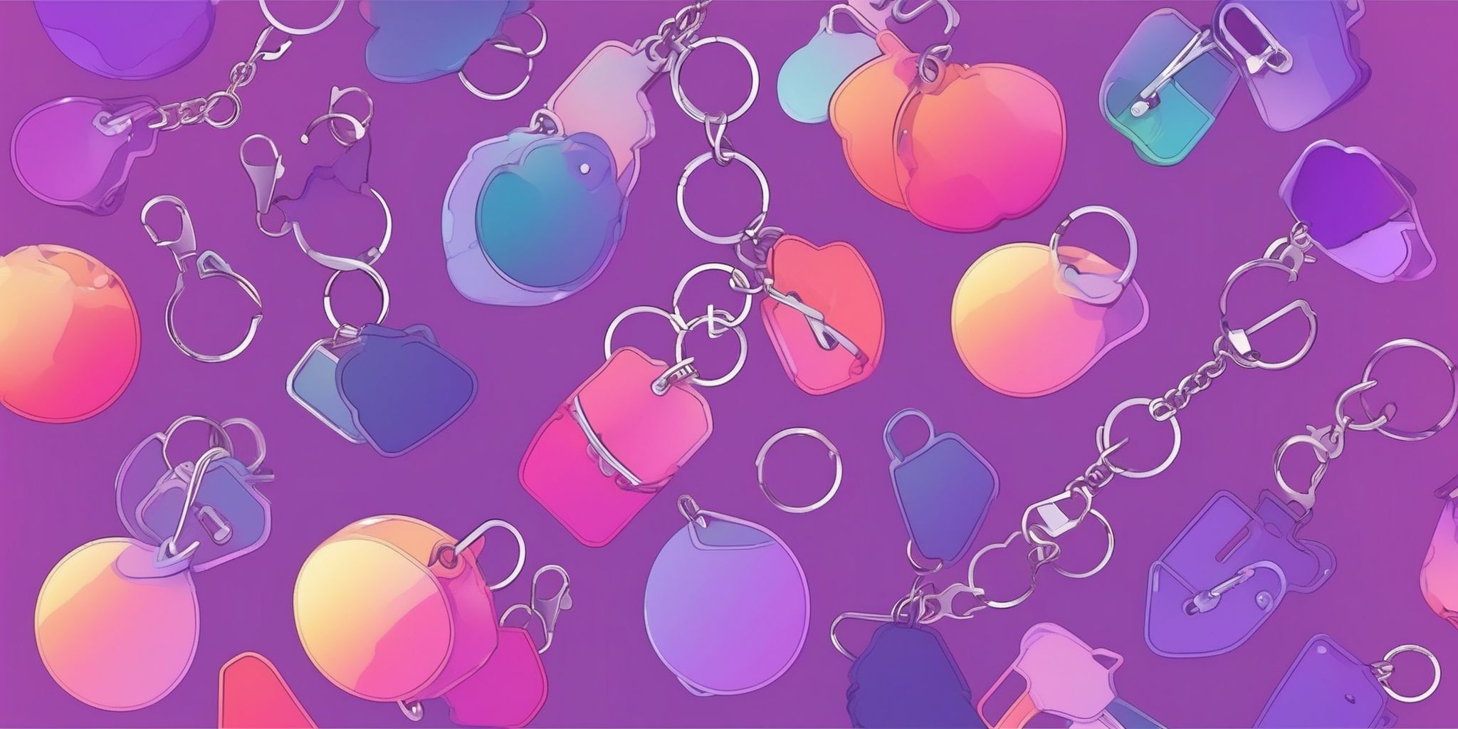 Keychain in flat illustration style, colorful purple gradient colors