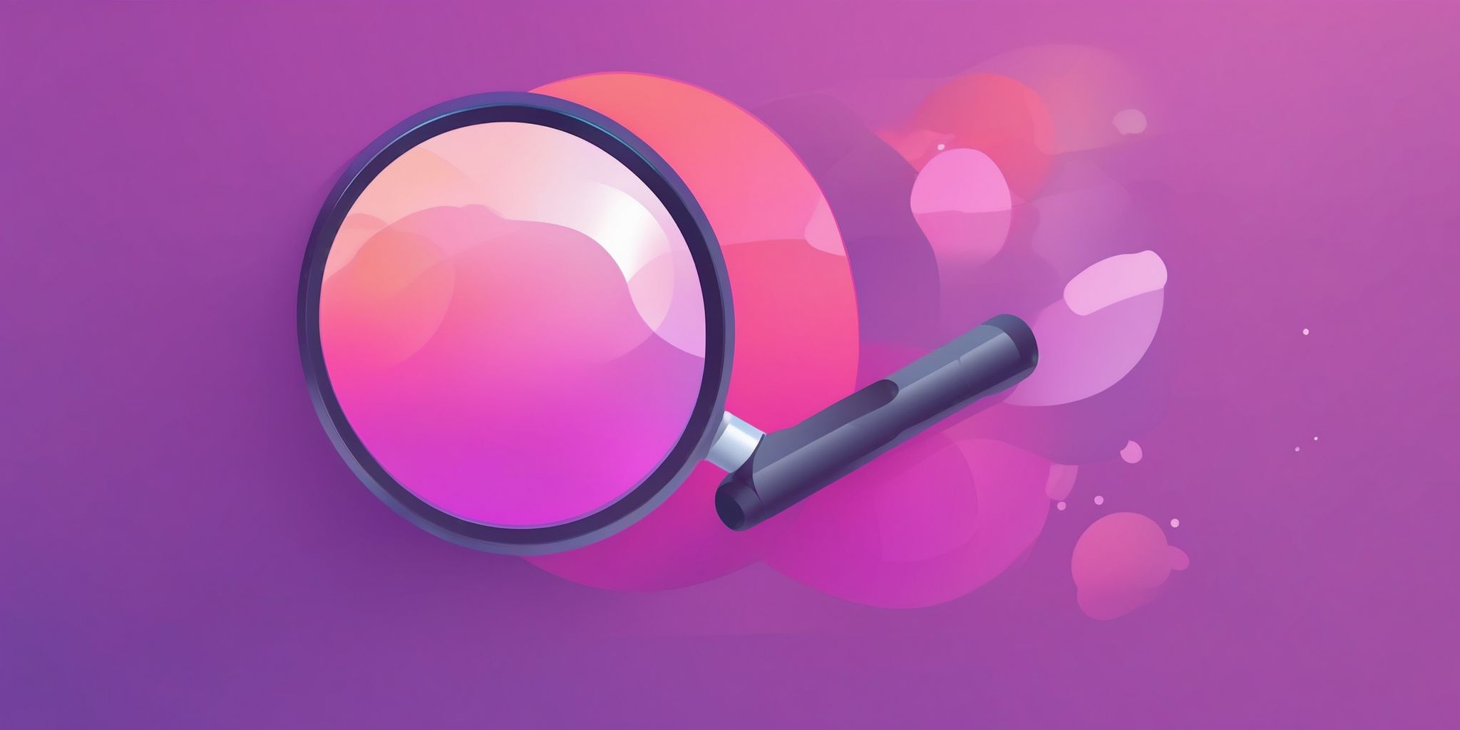 Magnifying glass in flat illustration style, colorful purple gradient colors