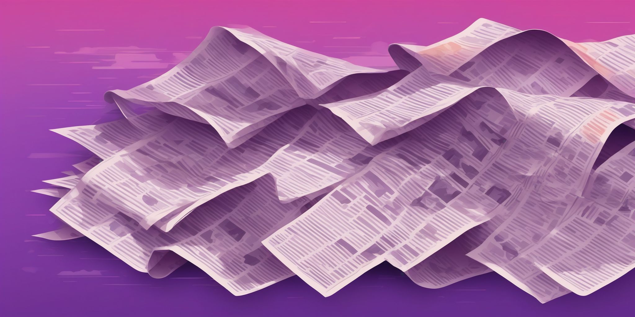 Newspaper in flat illustration style, colorful purple gradient colors