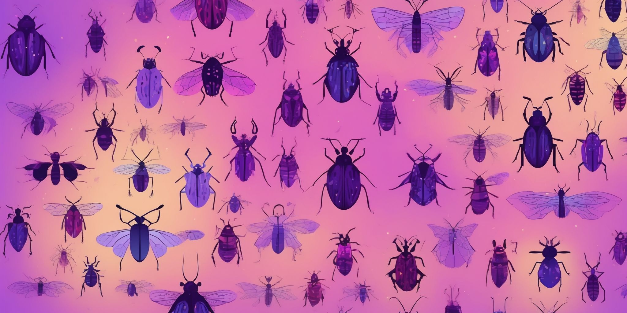 Bug in flat illustration style, colorful purple gradient colors