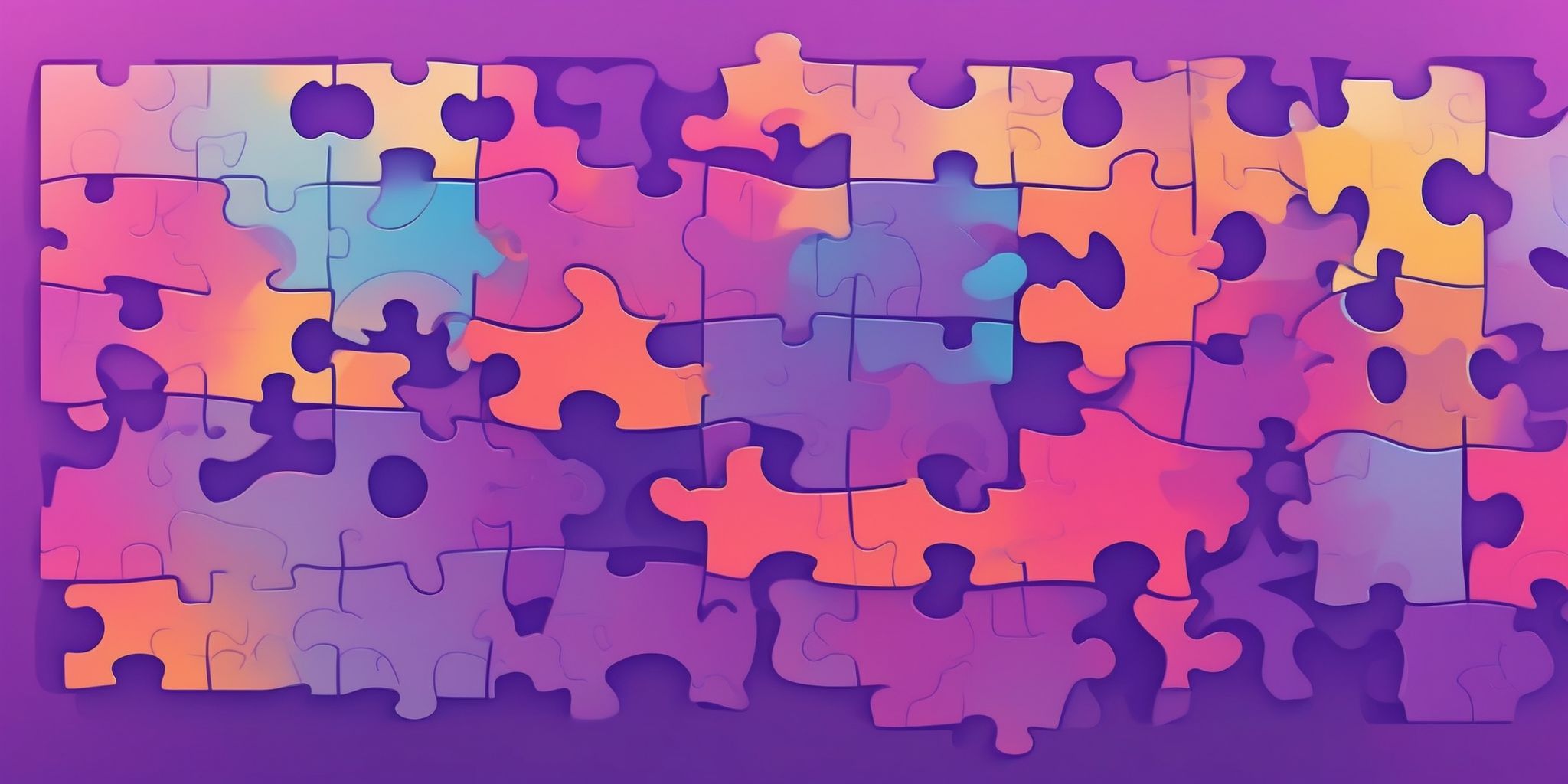 Puzzle piece in flat illustration style, colorful purple gradient colors