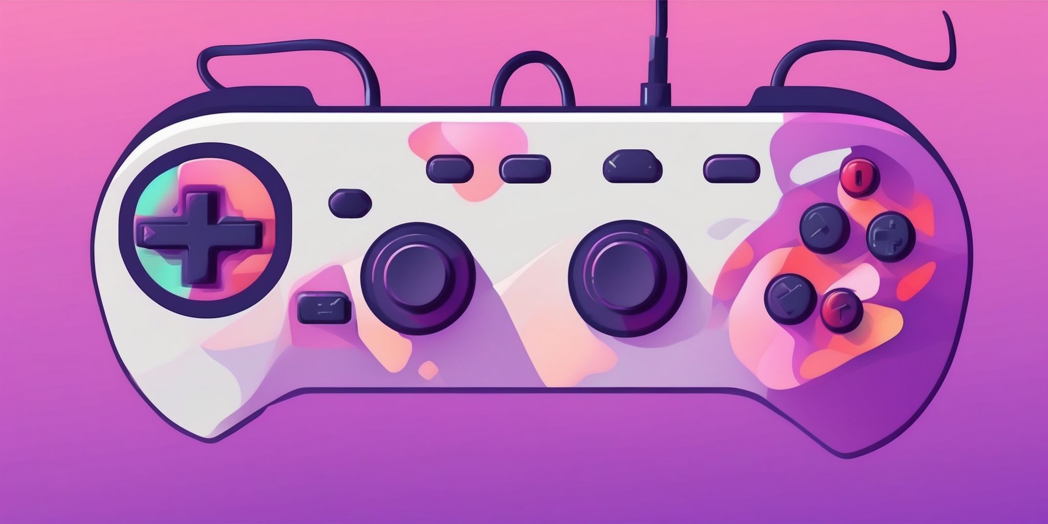 Game controller in flat illustration style, colorful purple gradient colors