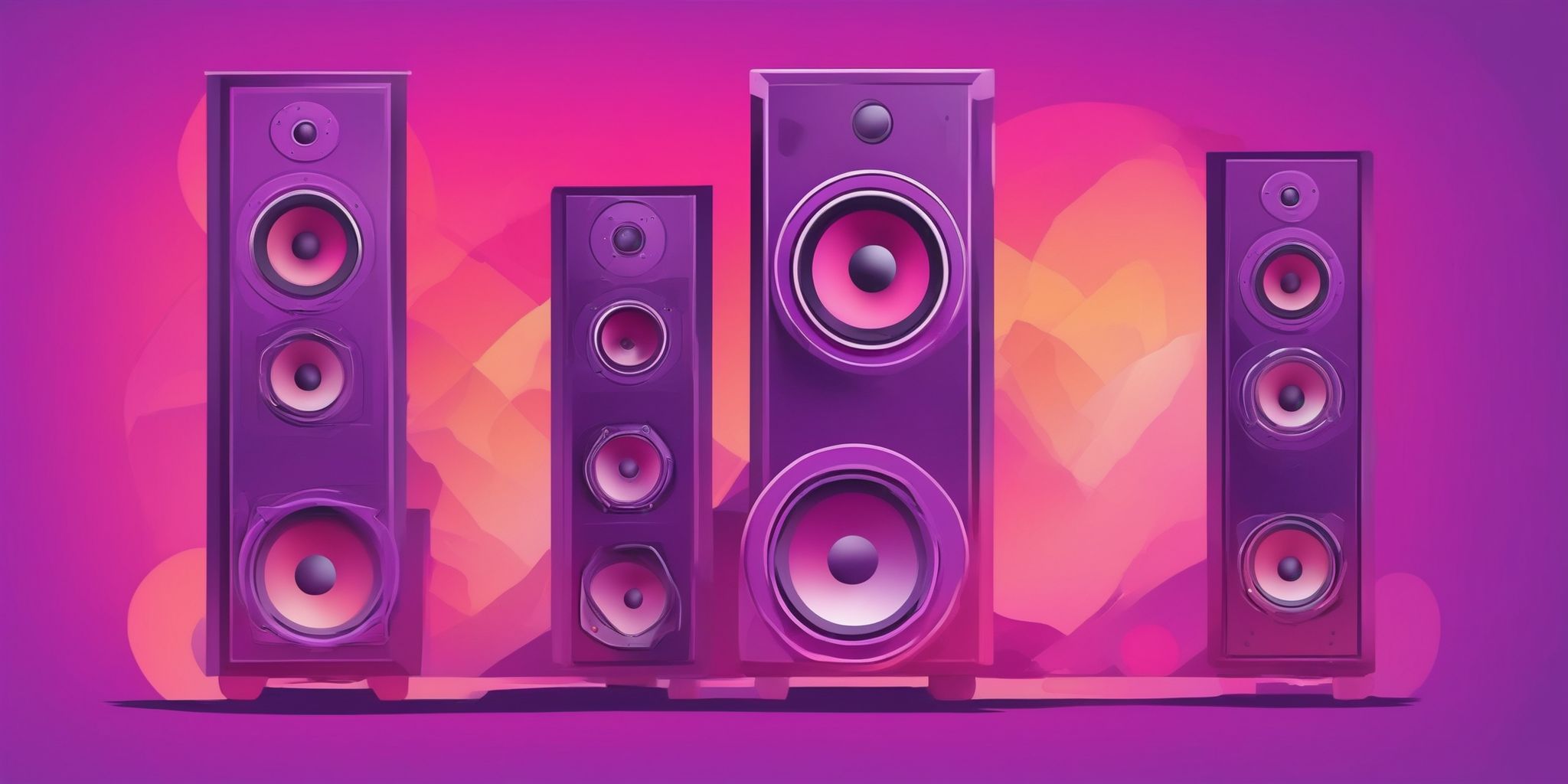 Loudspeaker in flat illustration style, colorful purple gradient colors