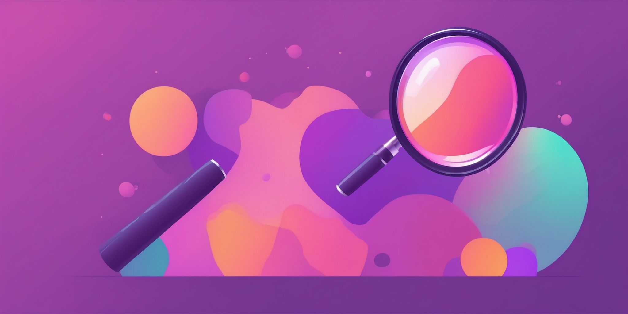 Magnifying glass in flat illustration style, colorful purple gradient colors