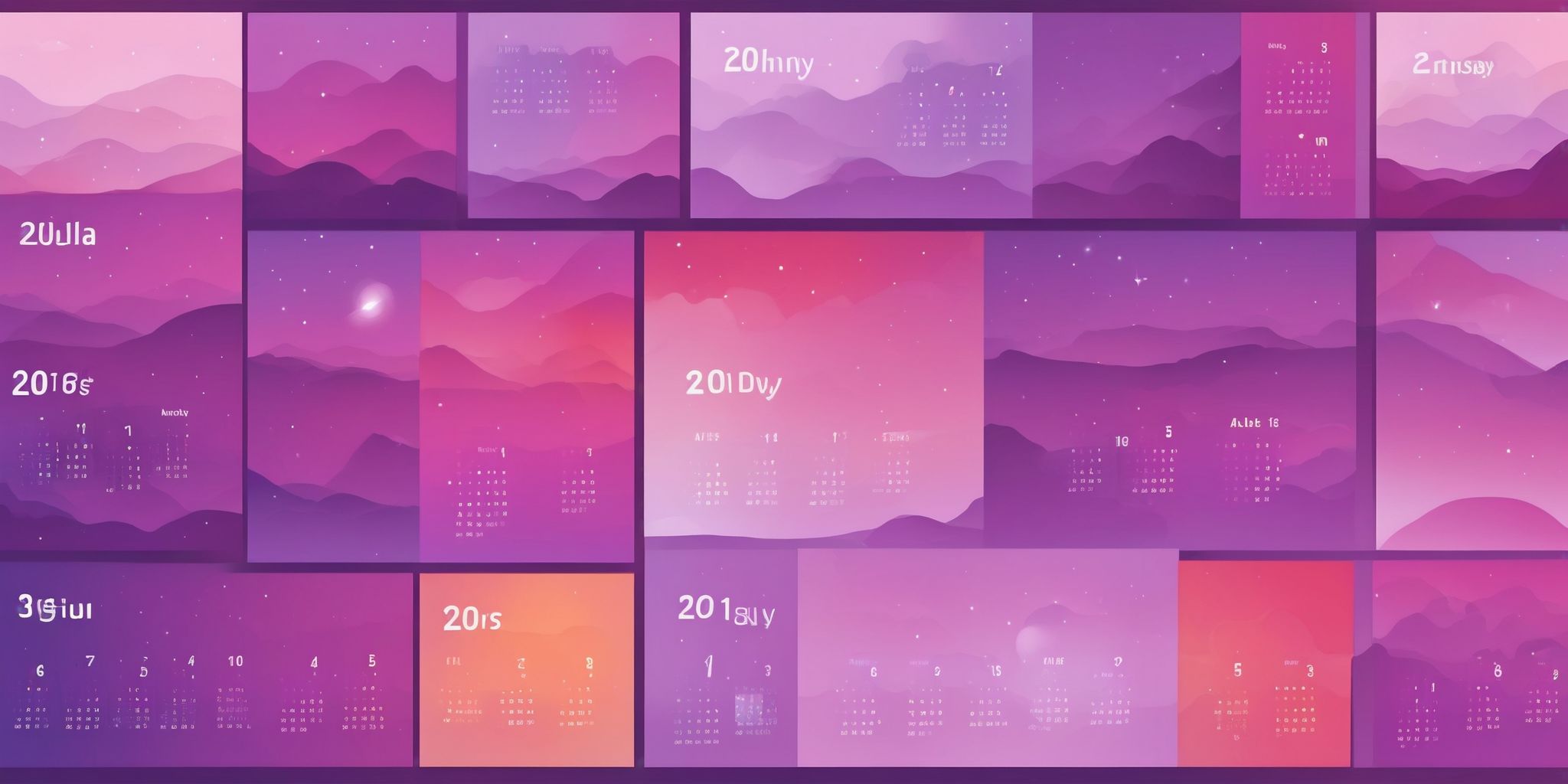 Calendar in flat illustration style, colorful purple gradient colors