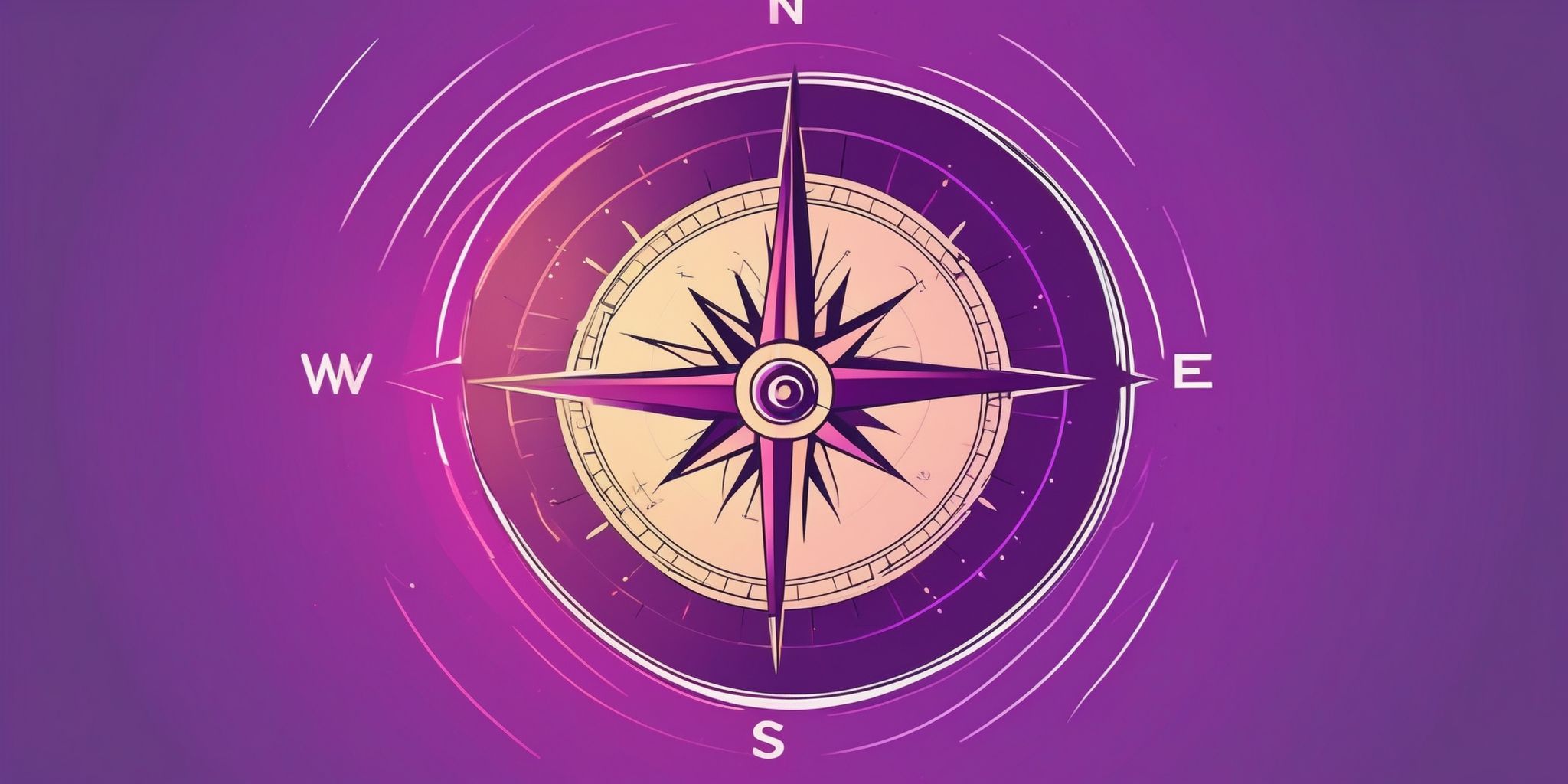 Compass in flat illustration style, colorful purple gradient colors