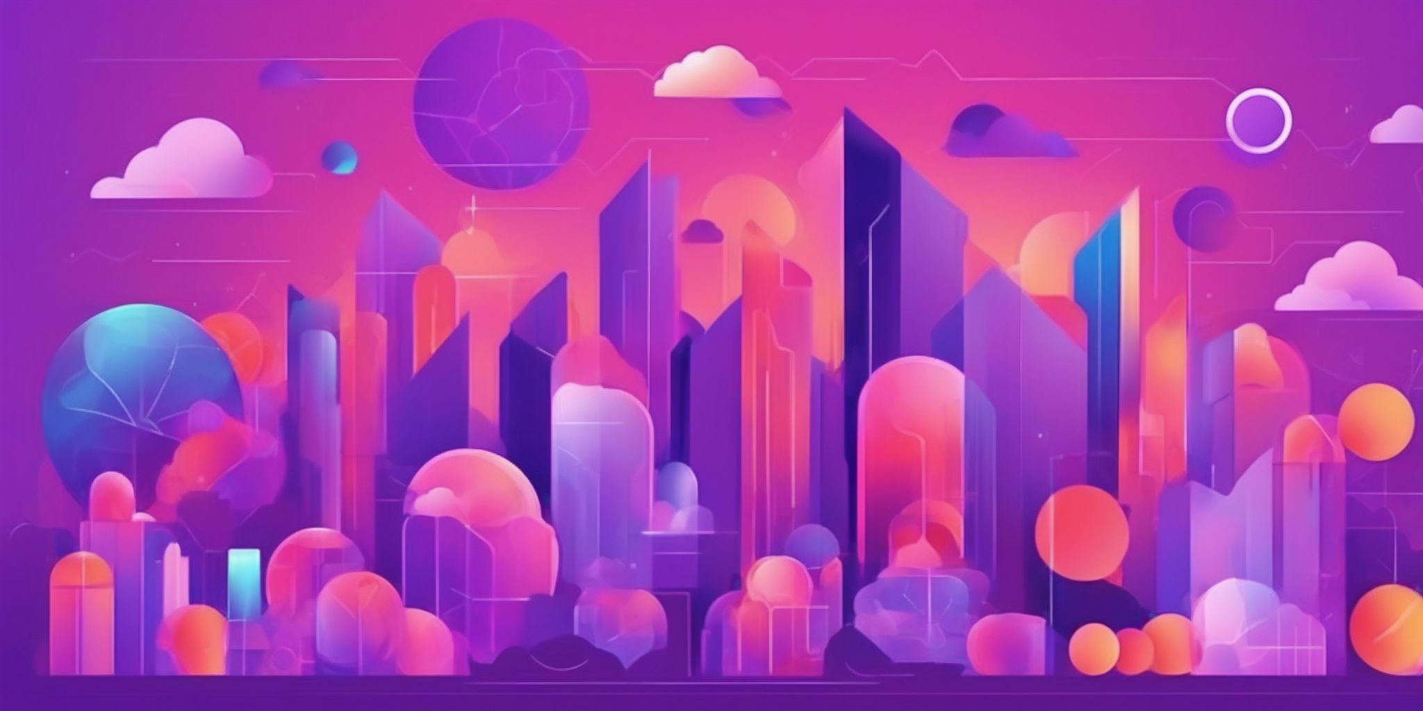 Resources in flat illustration style, colorful purple gradient colors