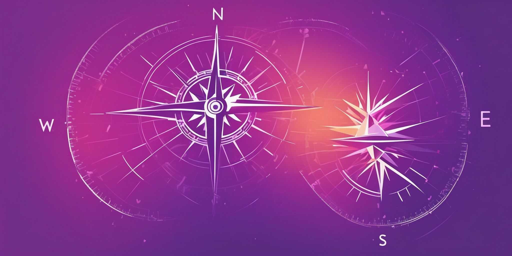 Compass in flat illustration style, colorful purple gradient colors