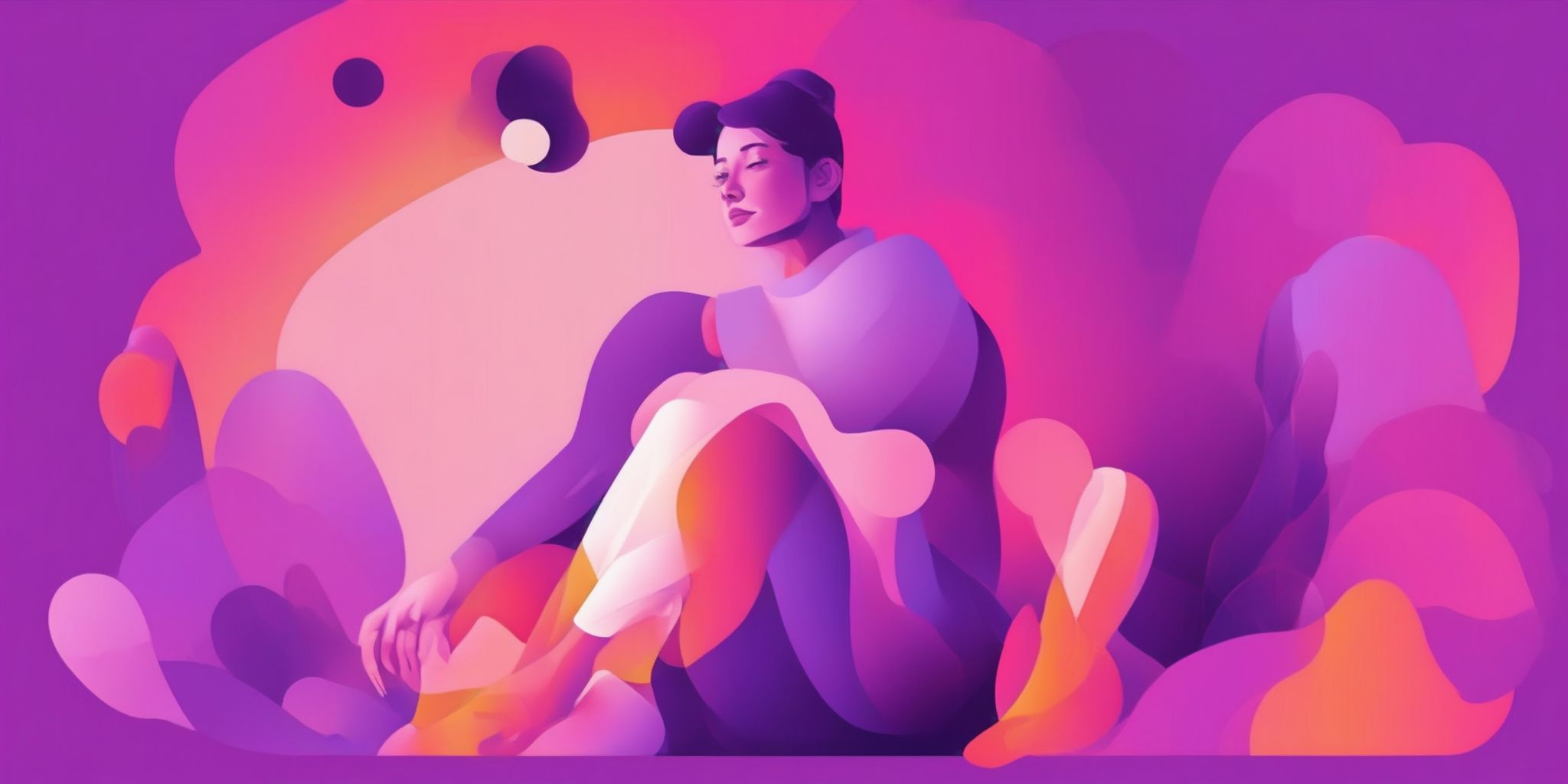 myself in flat illustration style, colorful purple gradient colors