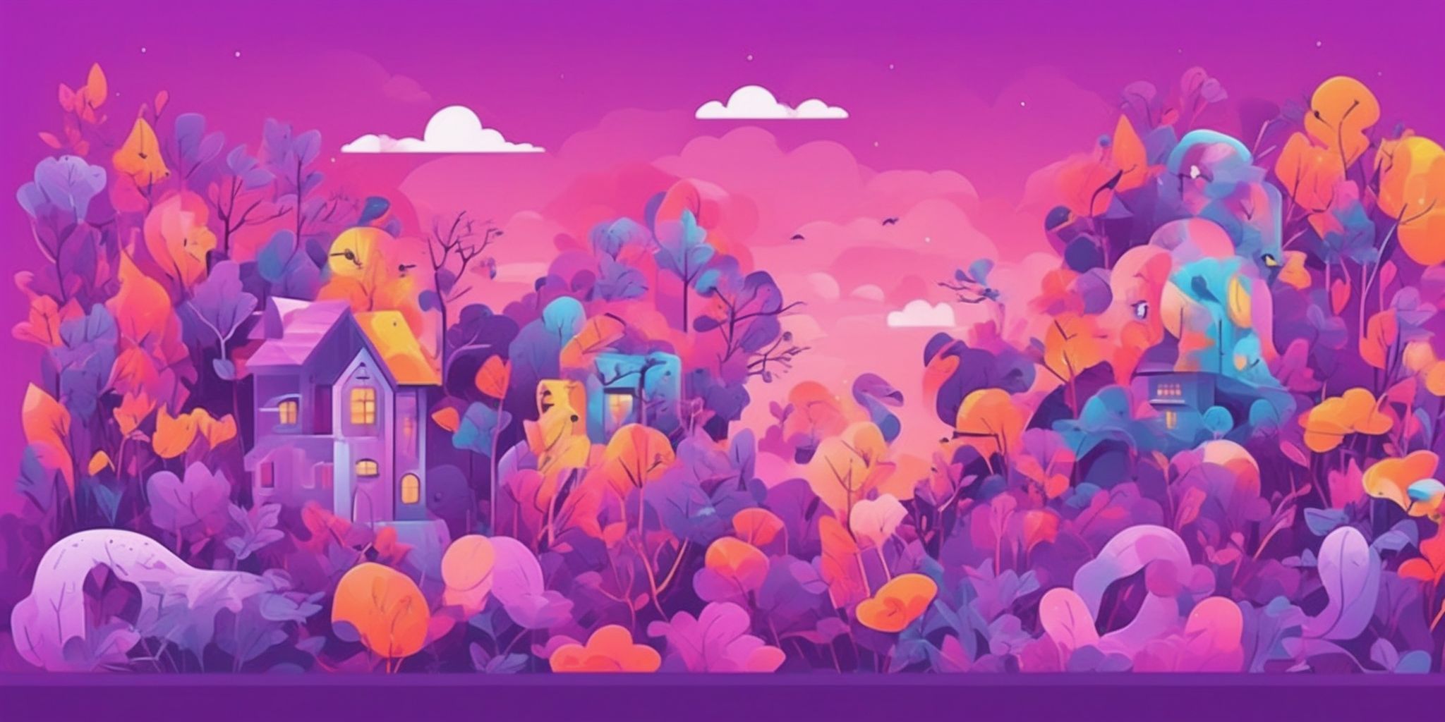 Humor in flat illustration style, colorful purple gradient colors