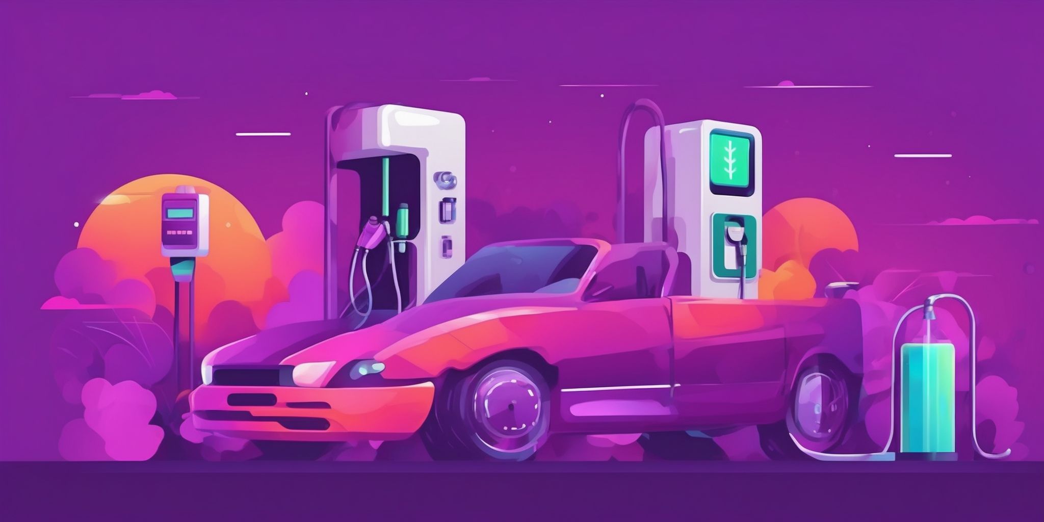 Fuel in flat illustration style, colorful purple gradient colors