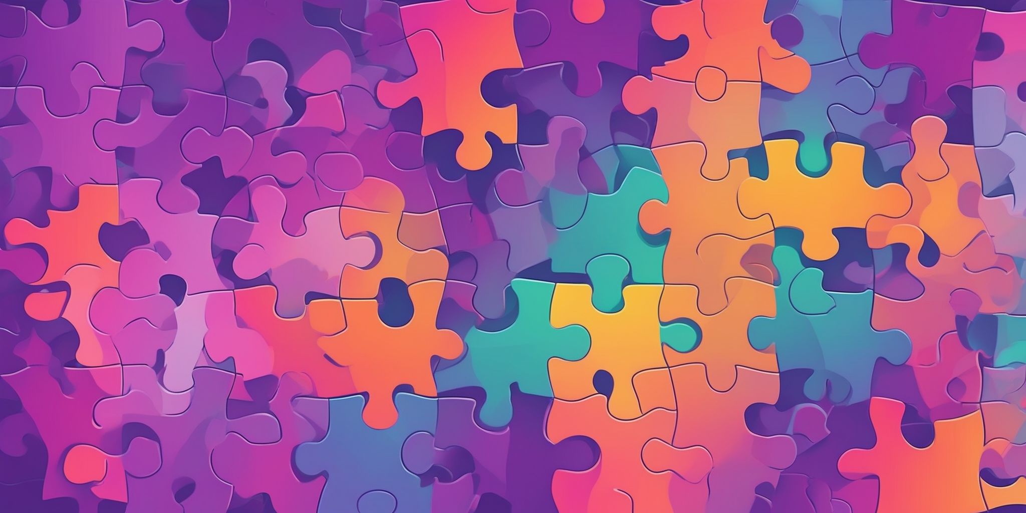 Puzzle in flat illustration style, colorful purple gradient colors