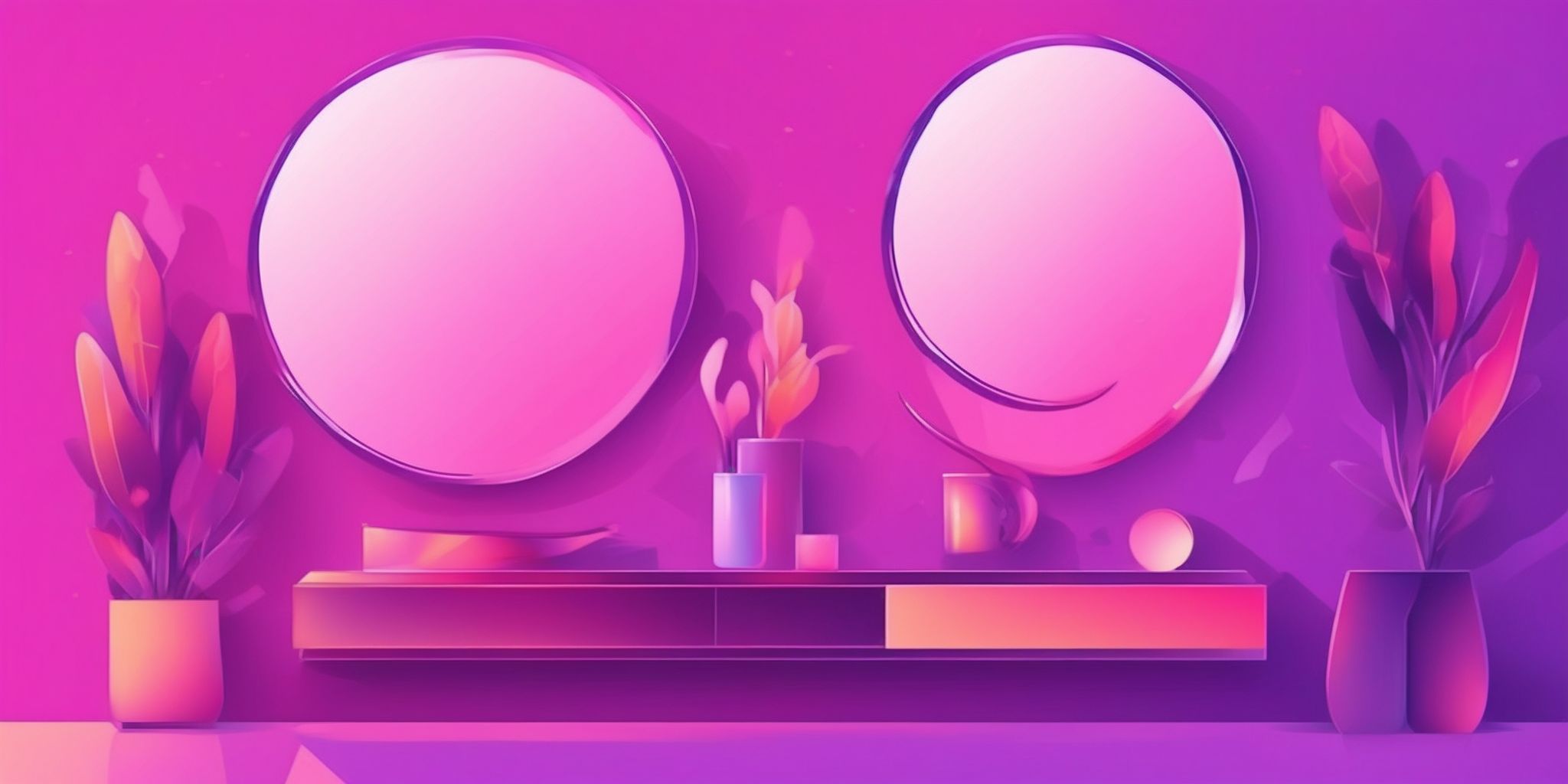 Mirror in flat illustration style, colorful purple gradient colors