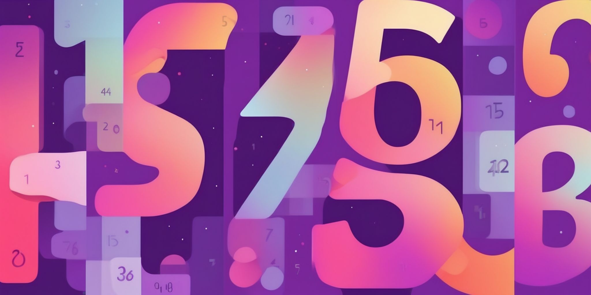 Numbers in flat illustration style, colorful purple gradient colors