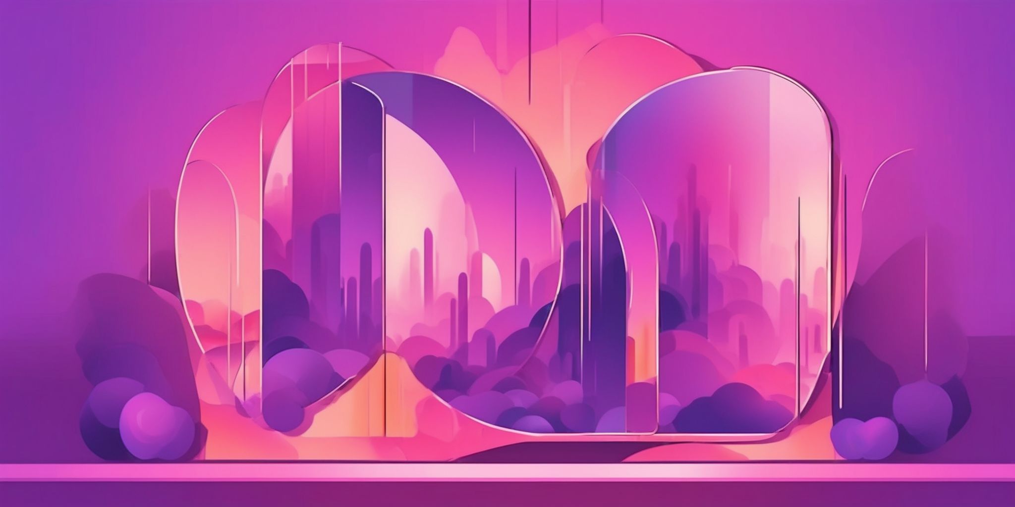 Mirror in flat illustration style, colorful purple gradient colors