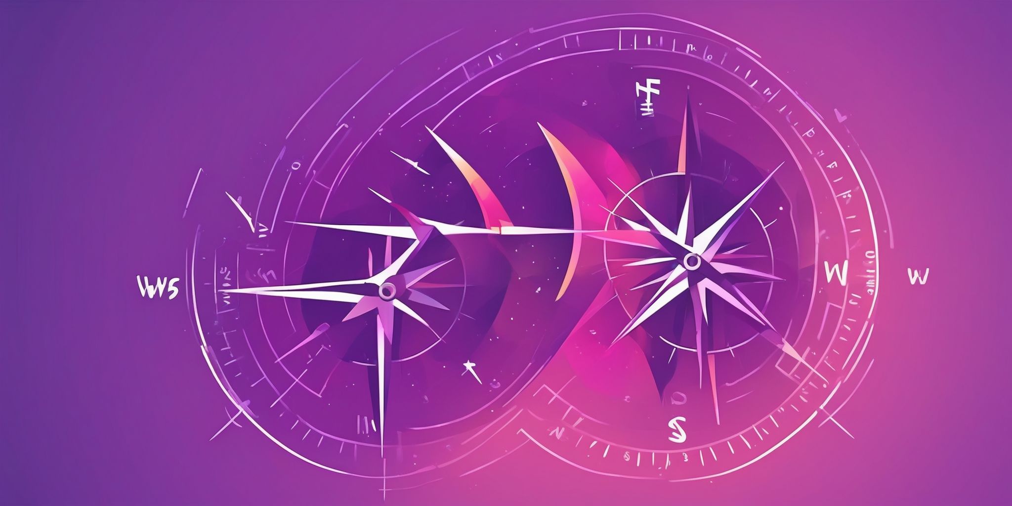 Compass in flat illustration style, colorful purple gradient colors