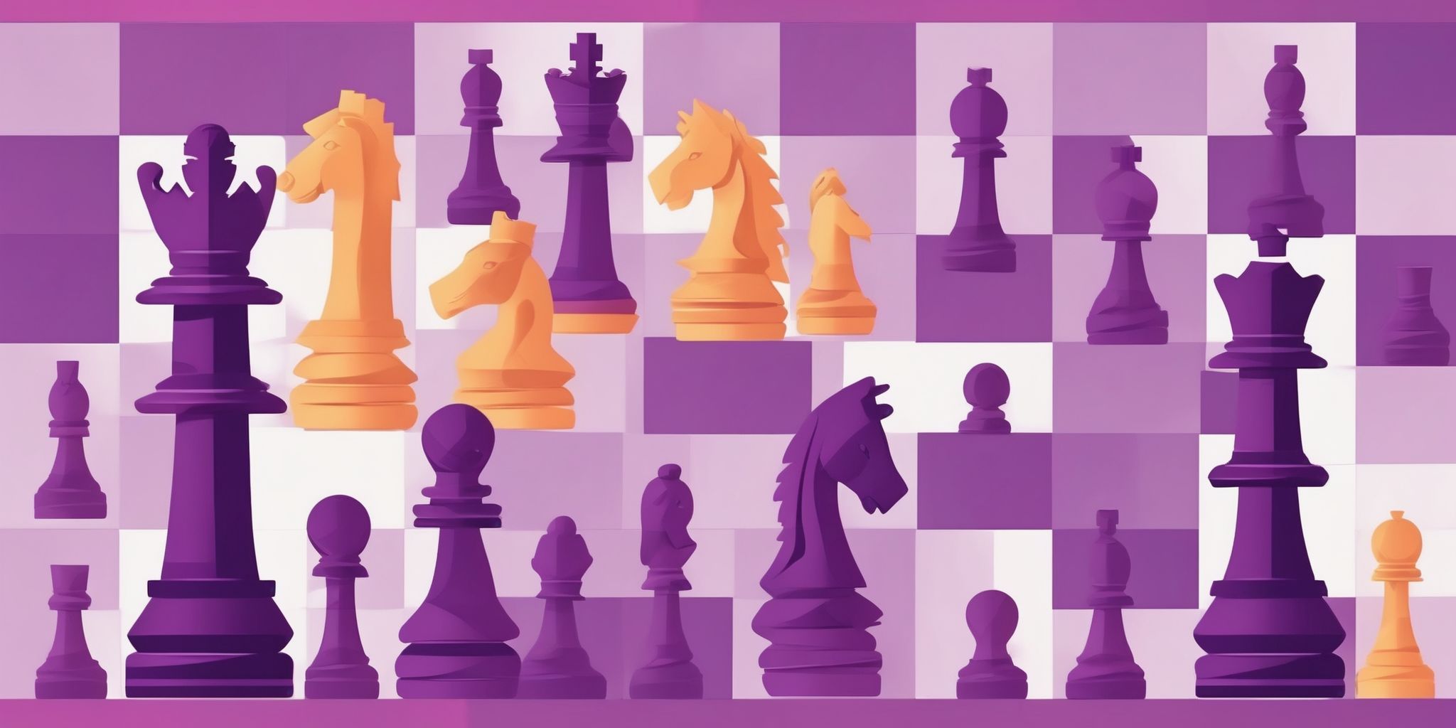 Chess in flat illustration style, colorful purple gradient colors