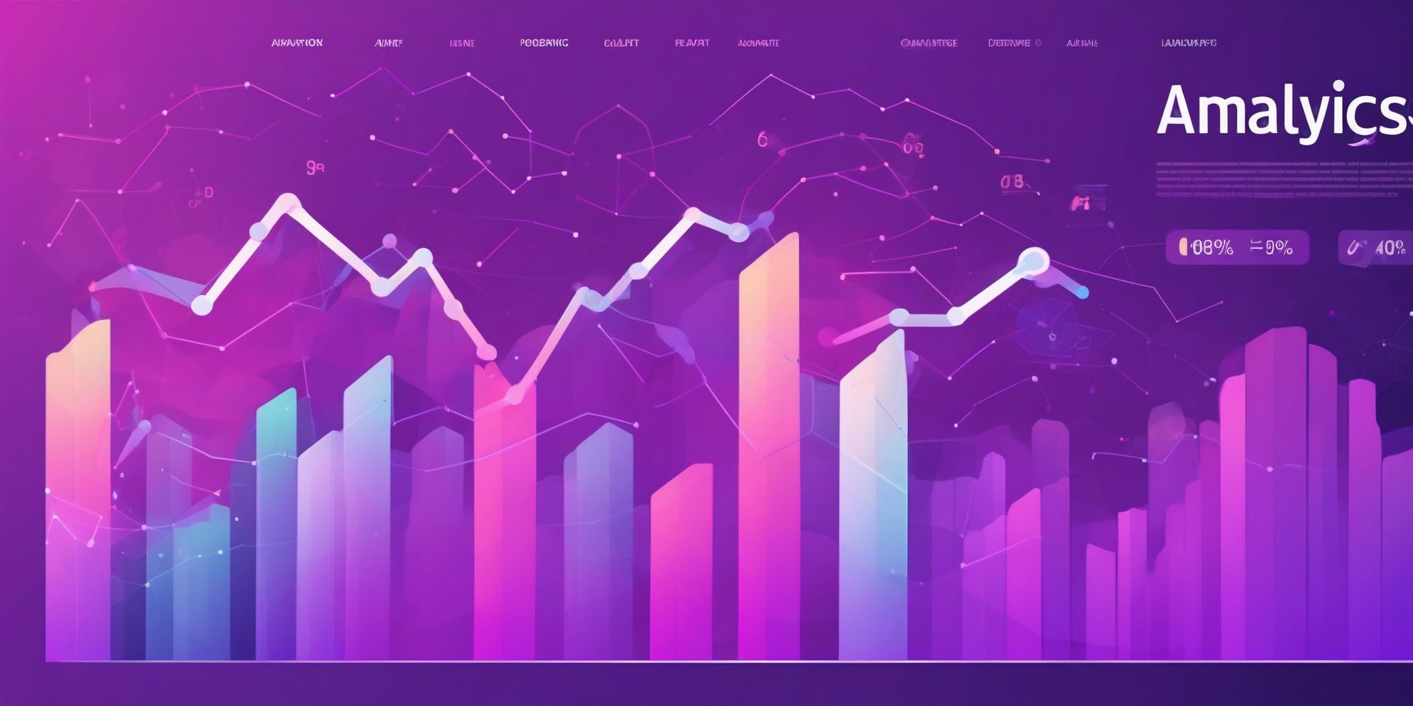 Analytics in flat illustration style, colorful purple gradient colors