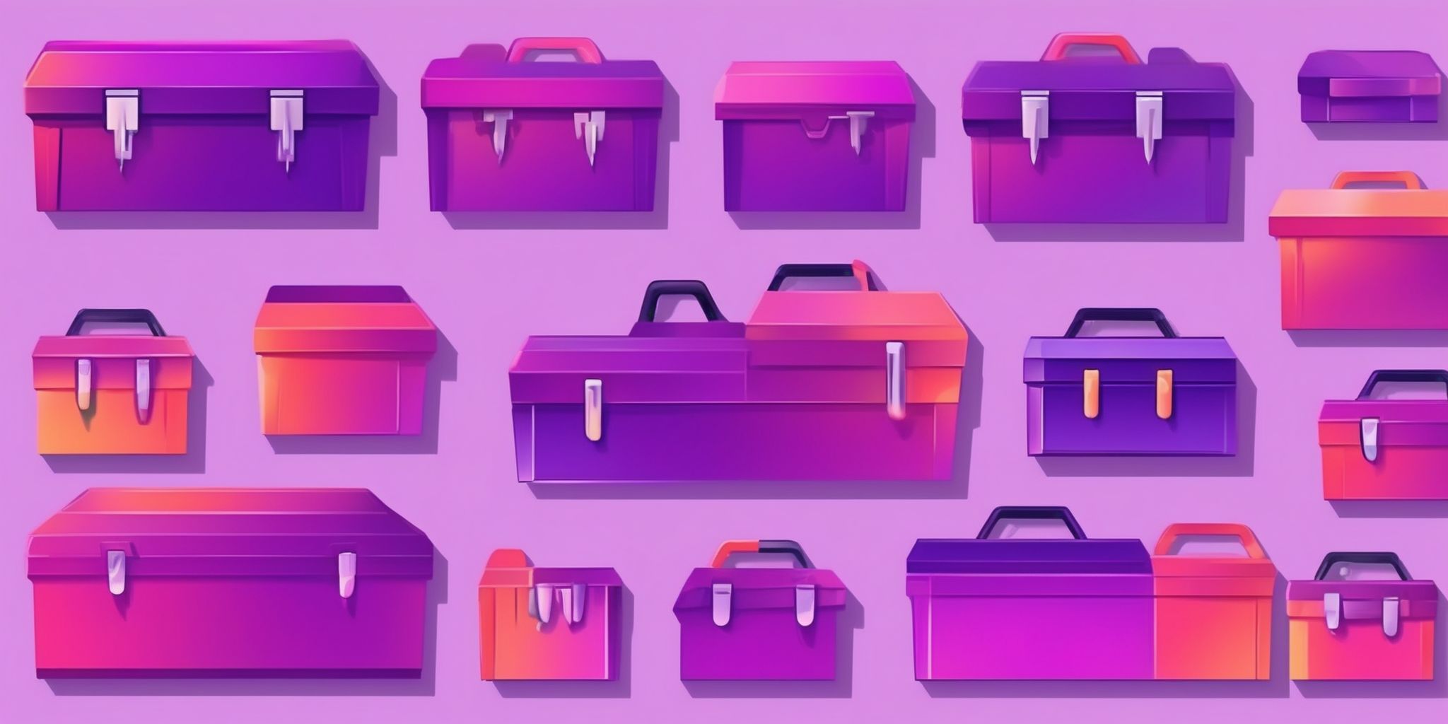 Toolbox in flat illustration style, colorful purple gradient colors