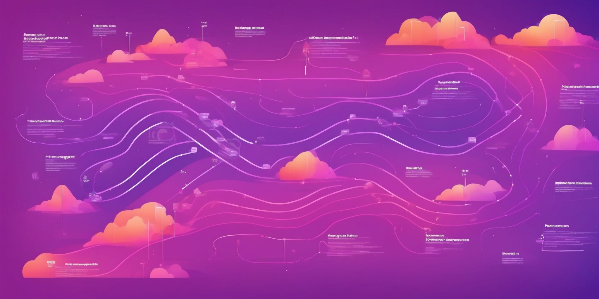 Roadmap in flat illustration style, colorful purple gradient colors