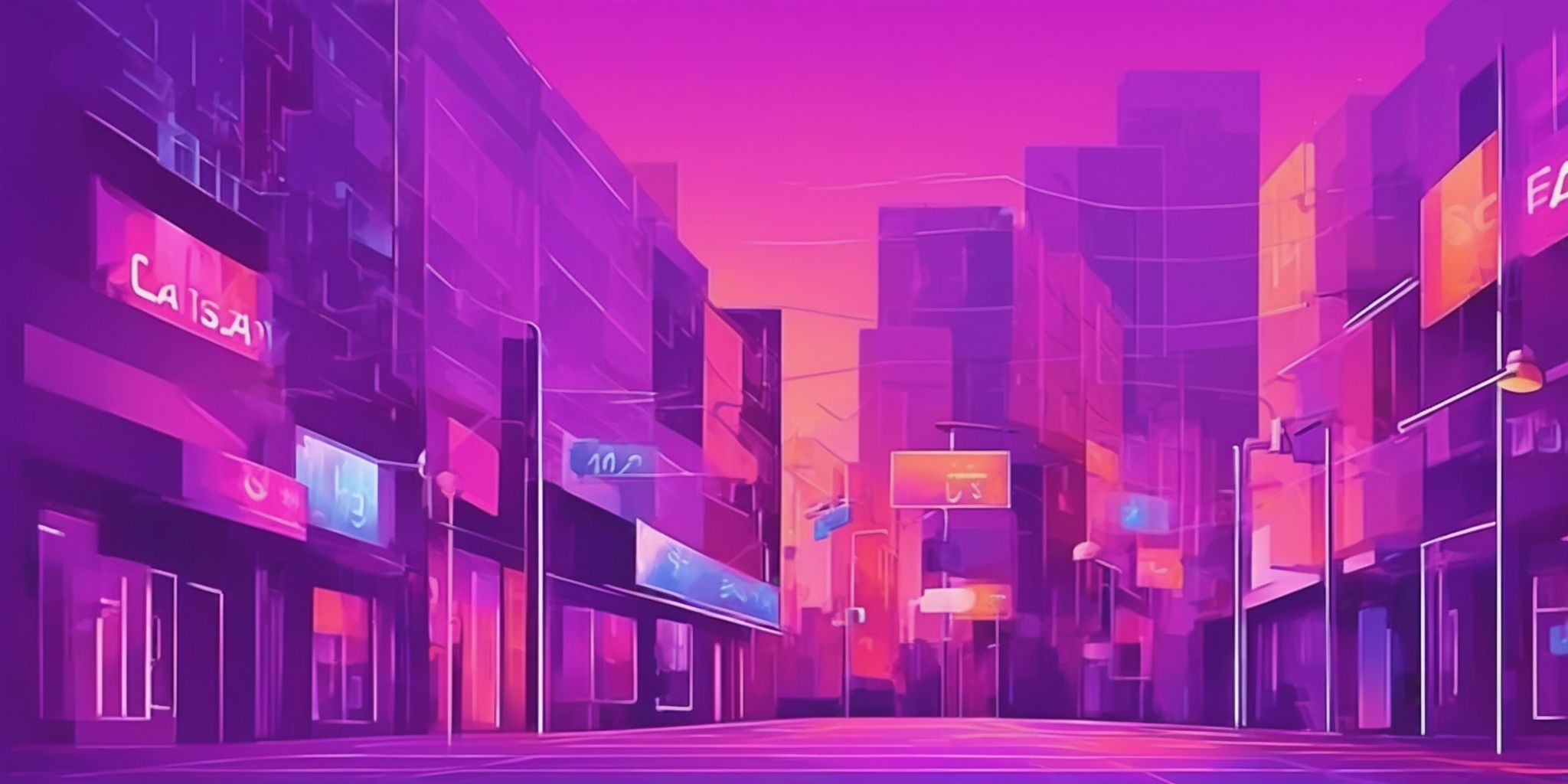 Signage in flat illustration style, colorful purple gradient colors