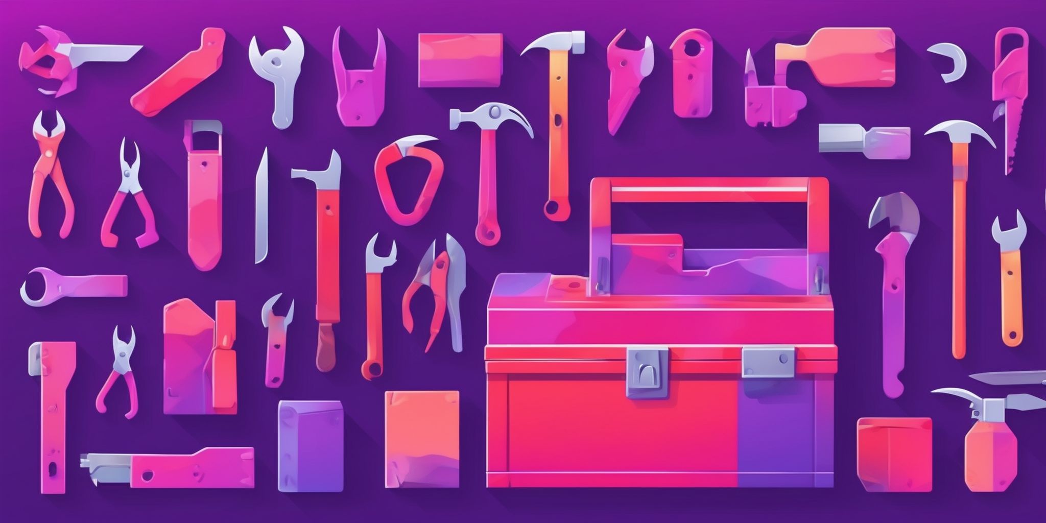 Toolbox in flat illustration style, colorful purple gradient colors