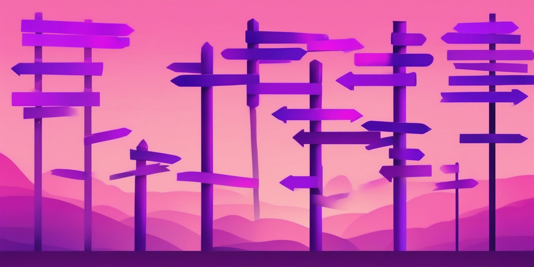 Signpost in flat illustration style, colorful purple gradient colors