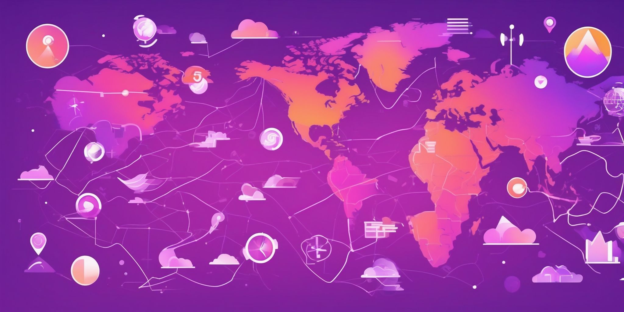 GPS in flat illustration style, colorful purple gradient colors