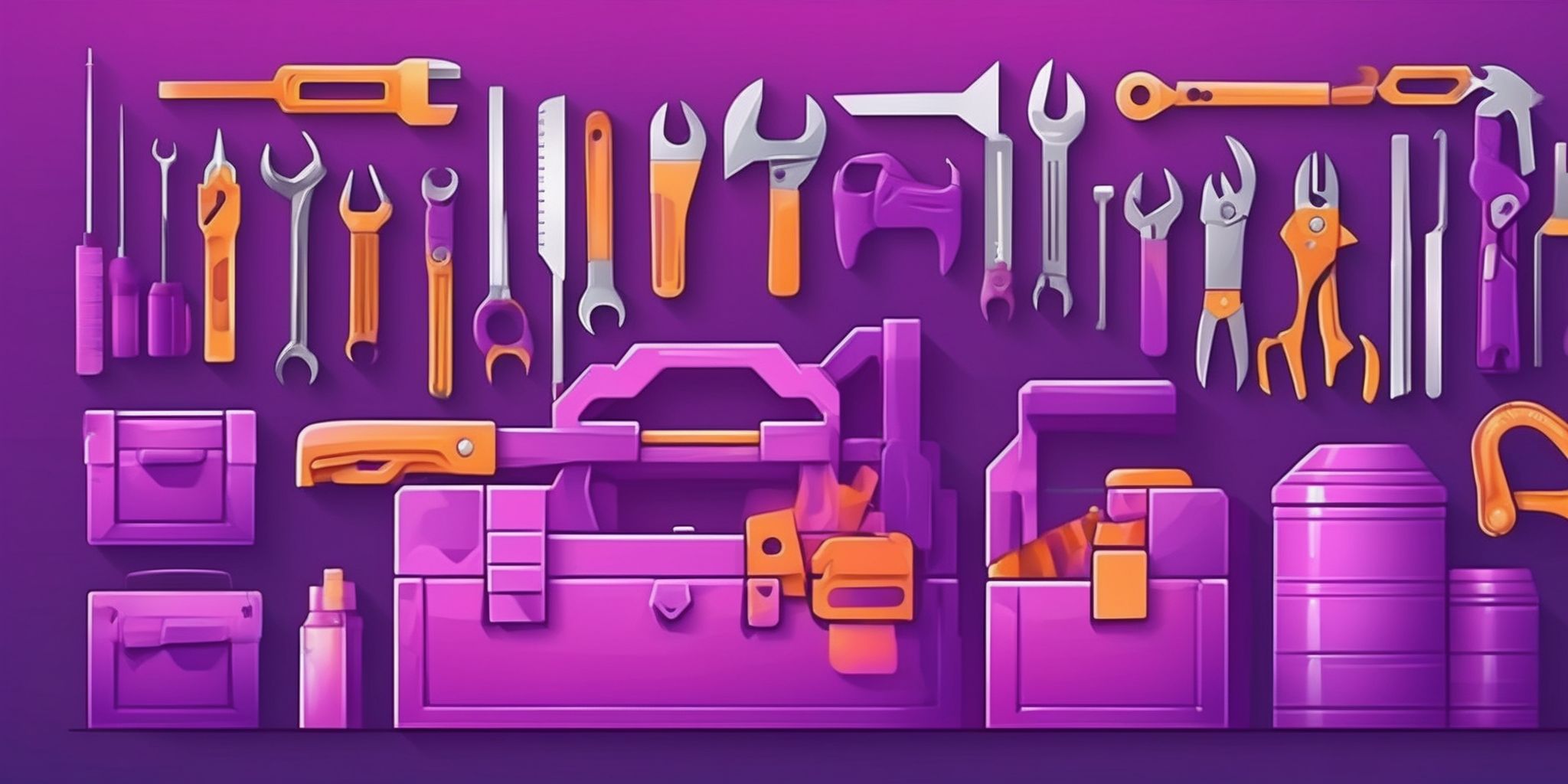 Toolbox in flat illustration style, colorful purple gradient colors