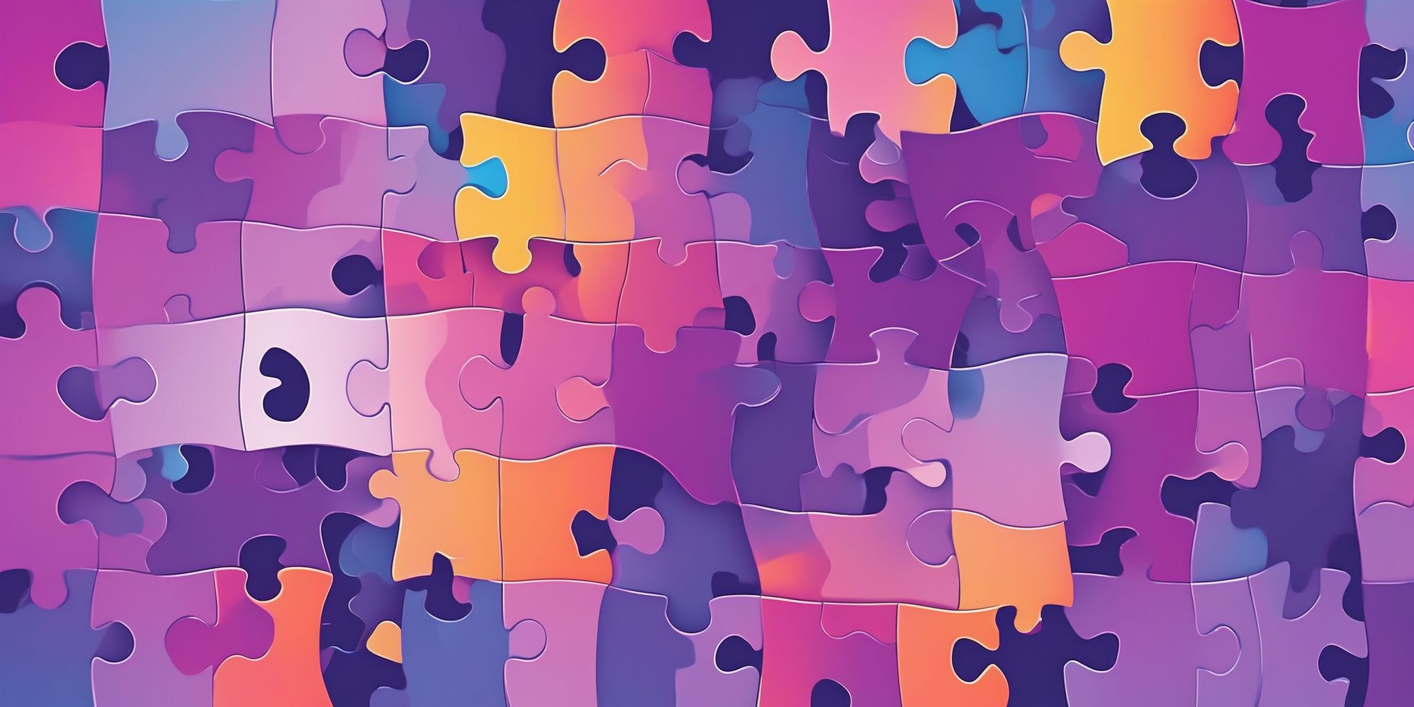 Puzzle in flat illustration style, colorful purple gradient colors