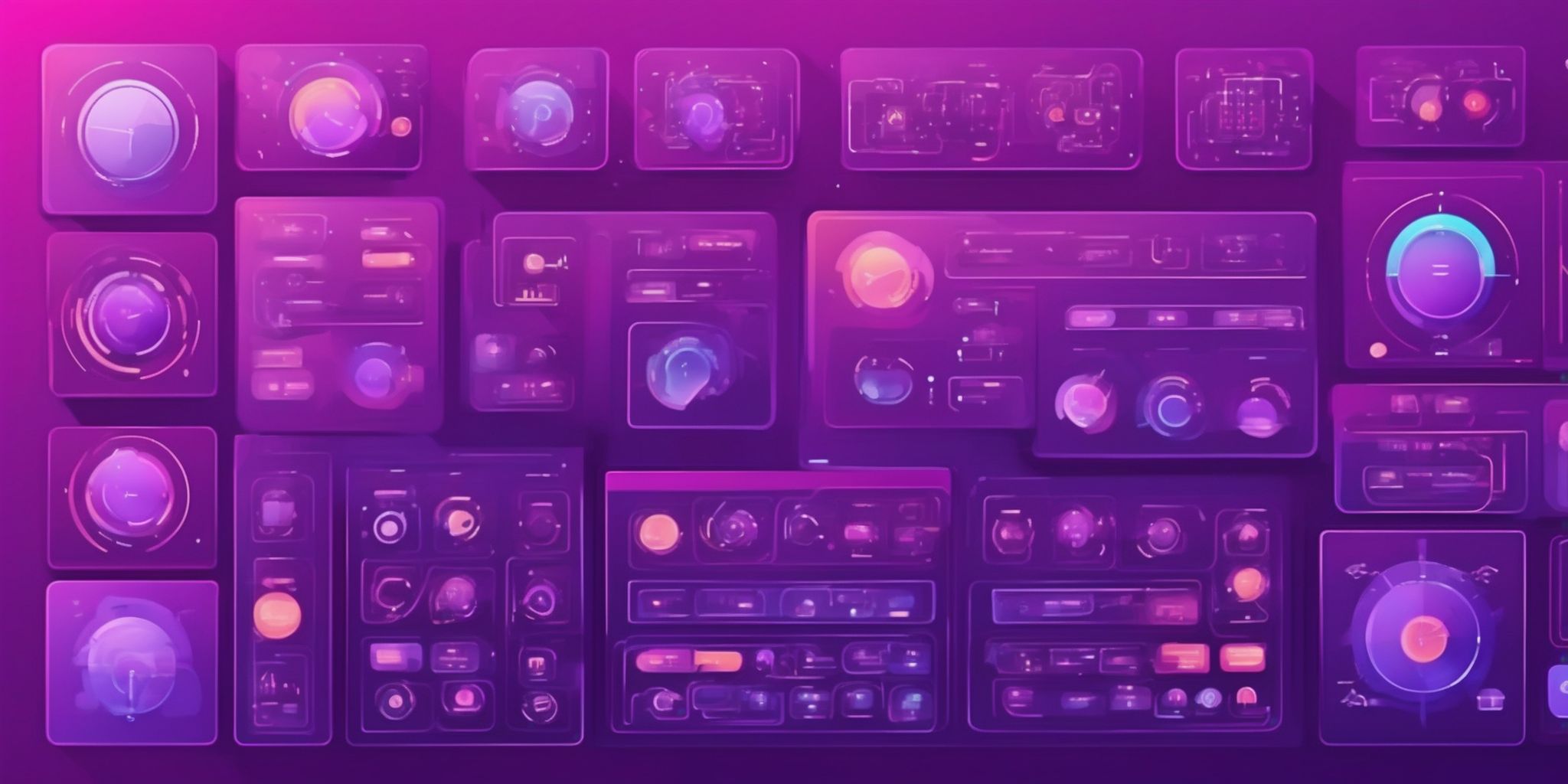 Control panel in flat illustration style, colorful purple gradient colors