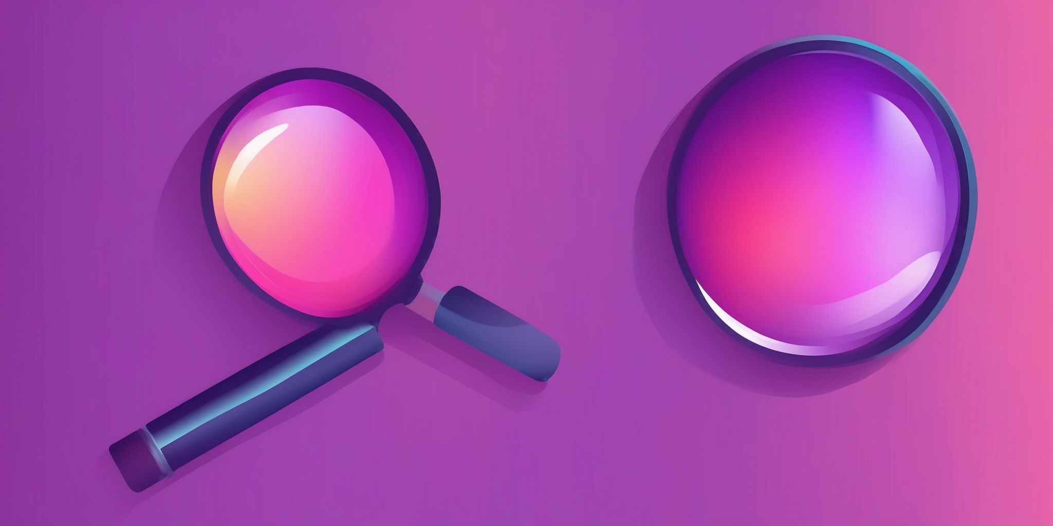 Magnifying glass in flat illustration style, colorful purple gradient colors