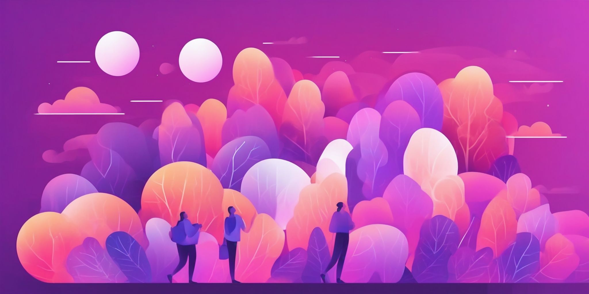 Benefits in flat illustration style, colorful purple gradient colors