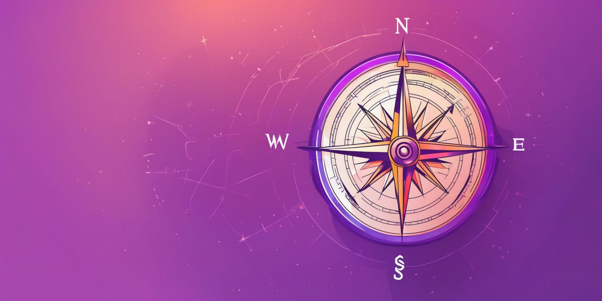 Compass in flat illustration style, colorful purple gradient colors