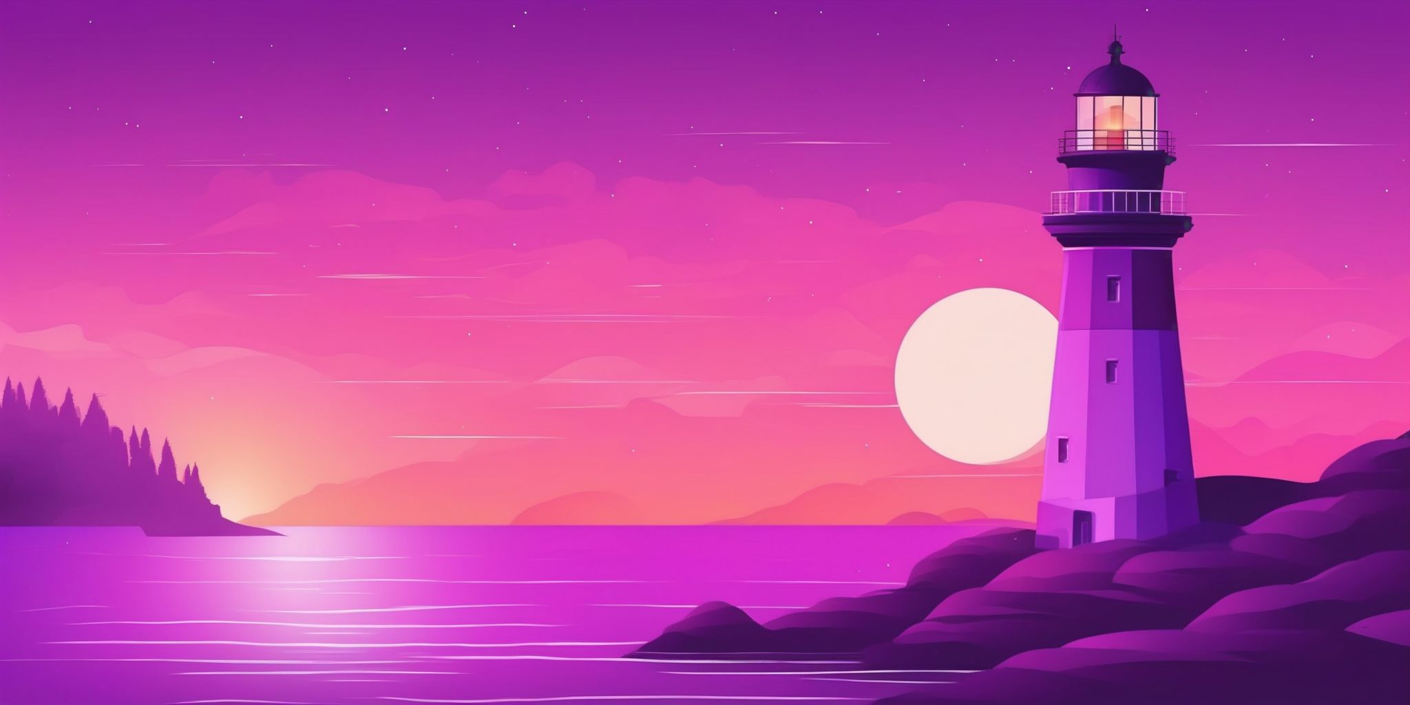 Lighthouse in flat illustration style, colorful purple gradient colors