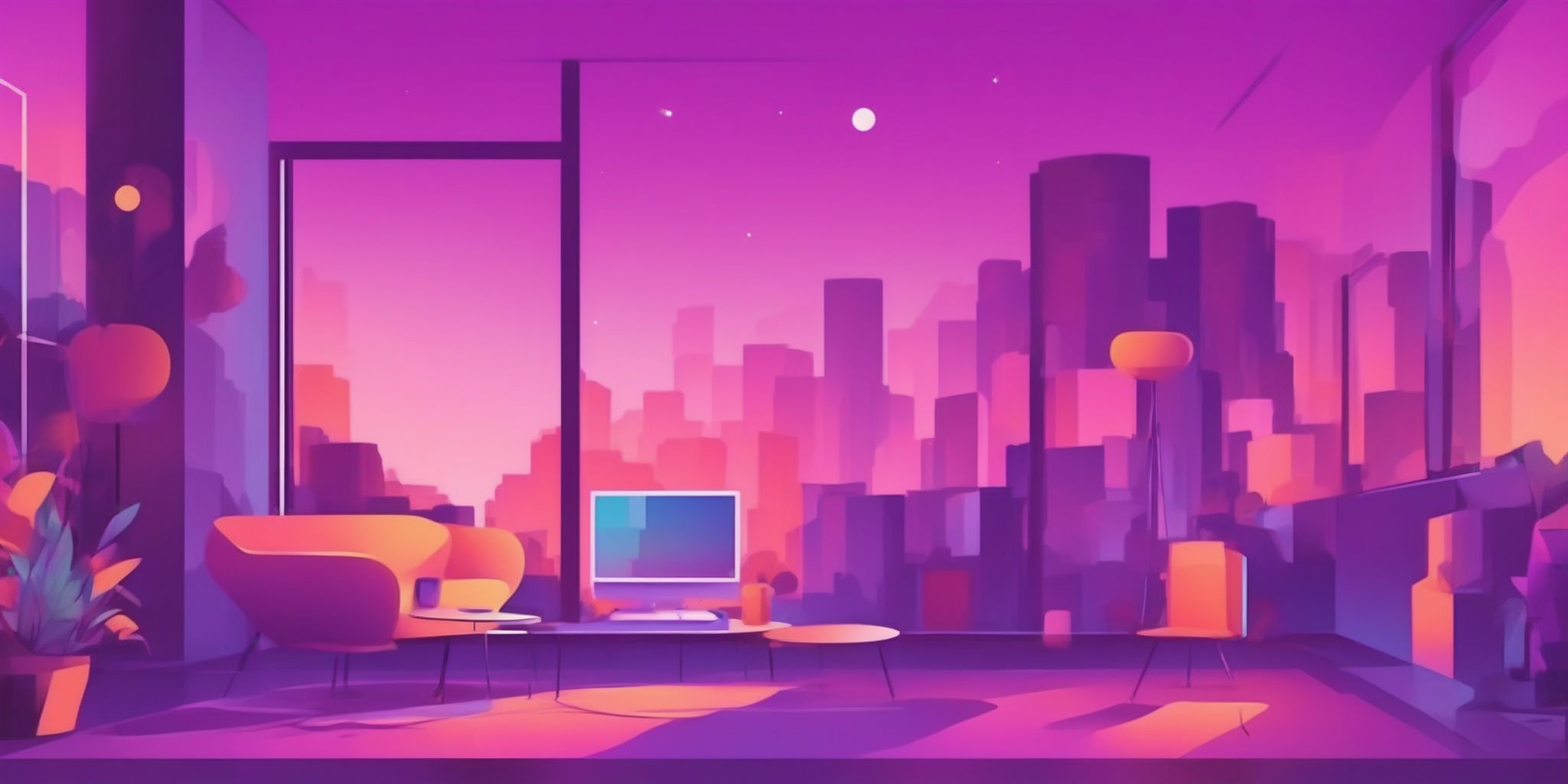 Snapshot in flat illustration style, colorful purple gradient colors