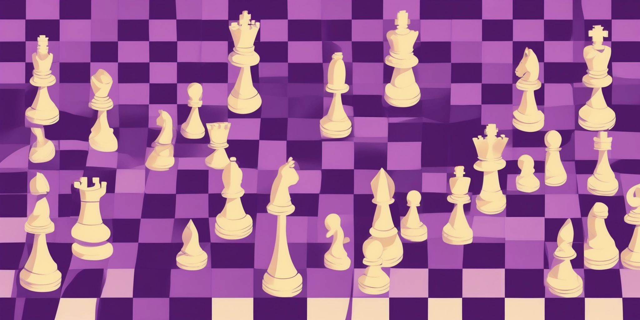 Chessboard in flat illustration style, colorful purple gradient colors