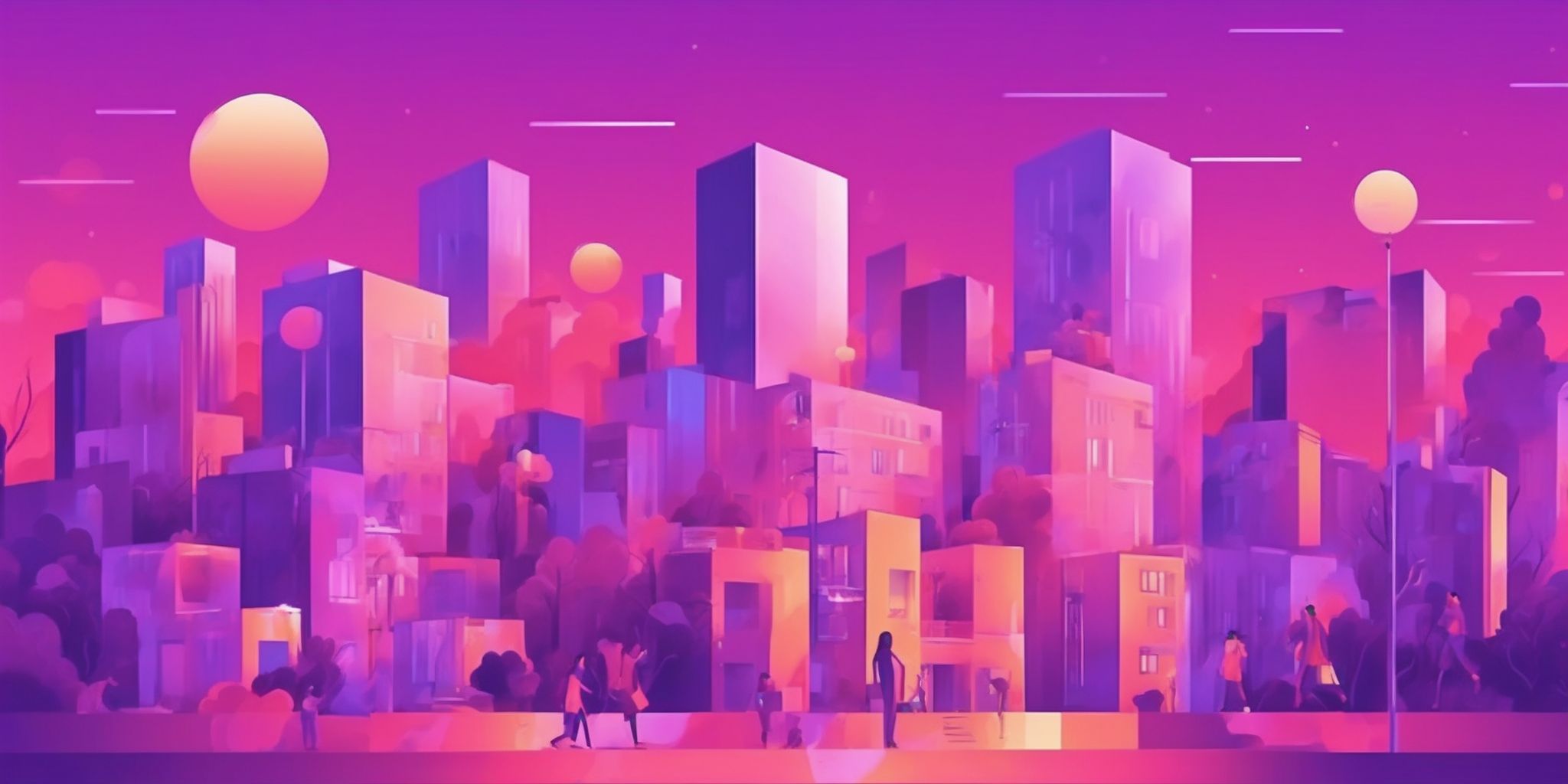 Campaign in flat illustration style, colorful purple gradient colors