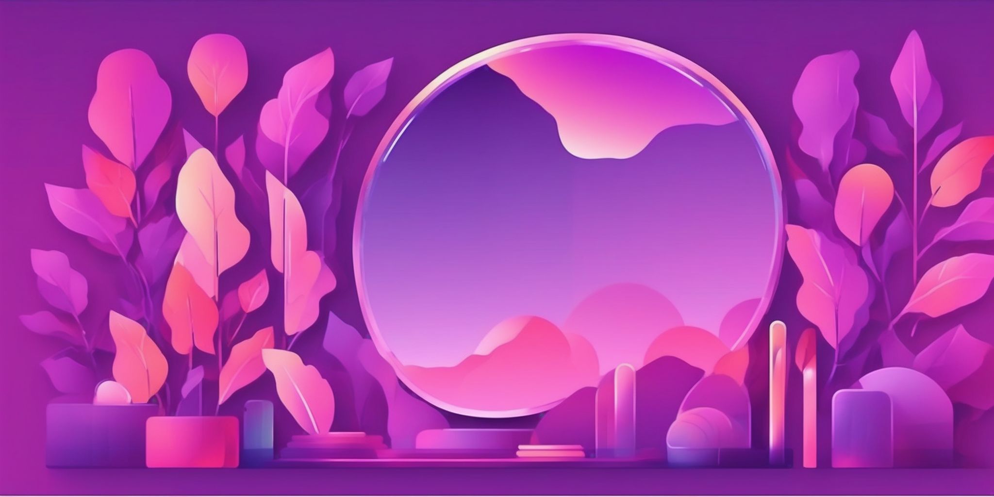 Mirror in flat illustration style, colorful purple gradient colors