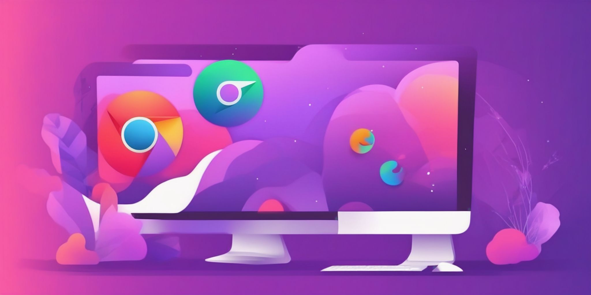 Browser in flat illustration style, colorful purple gradient colors