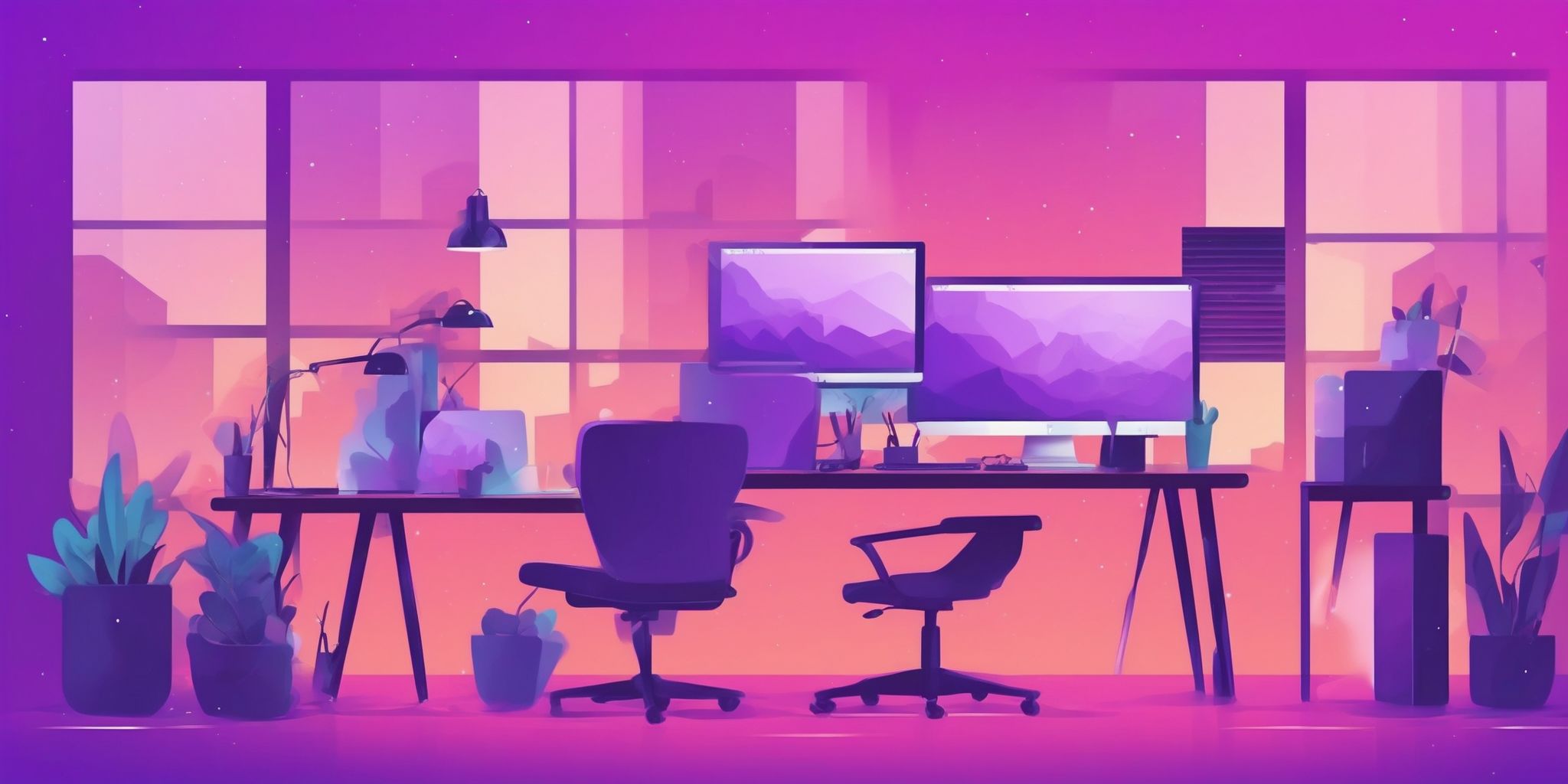 work in flat illustration style, colorful purple gradient colors
