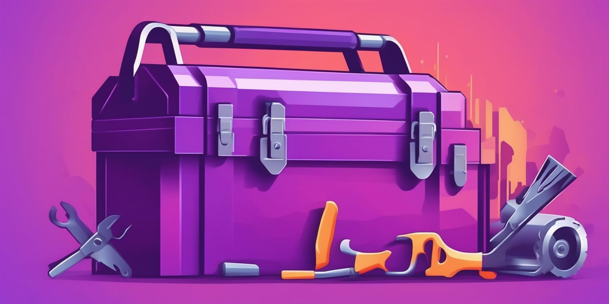 Toolbox in flat illustration style, colorful purple gradient colors