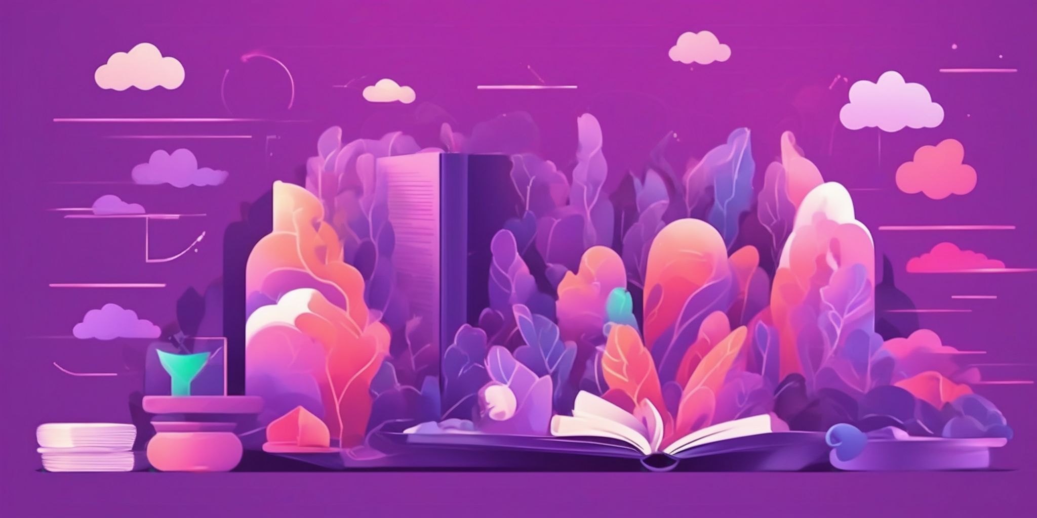 Rulebook in flat illustration style, colorful purple gradient colors