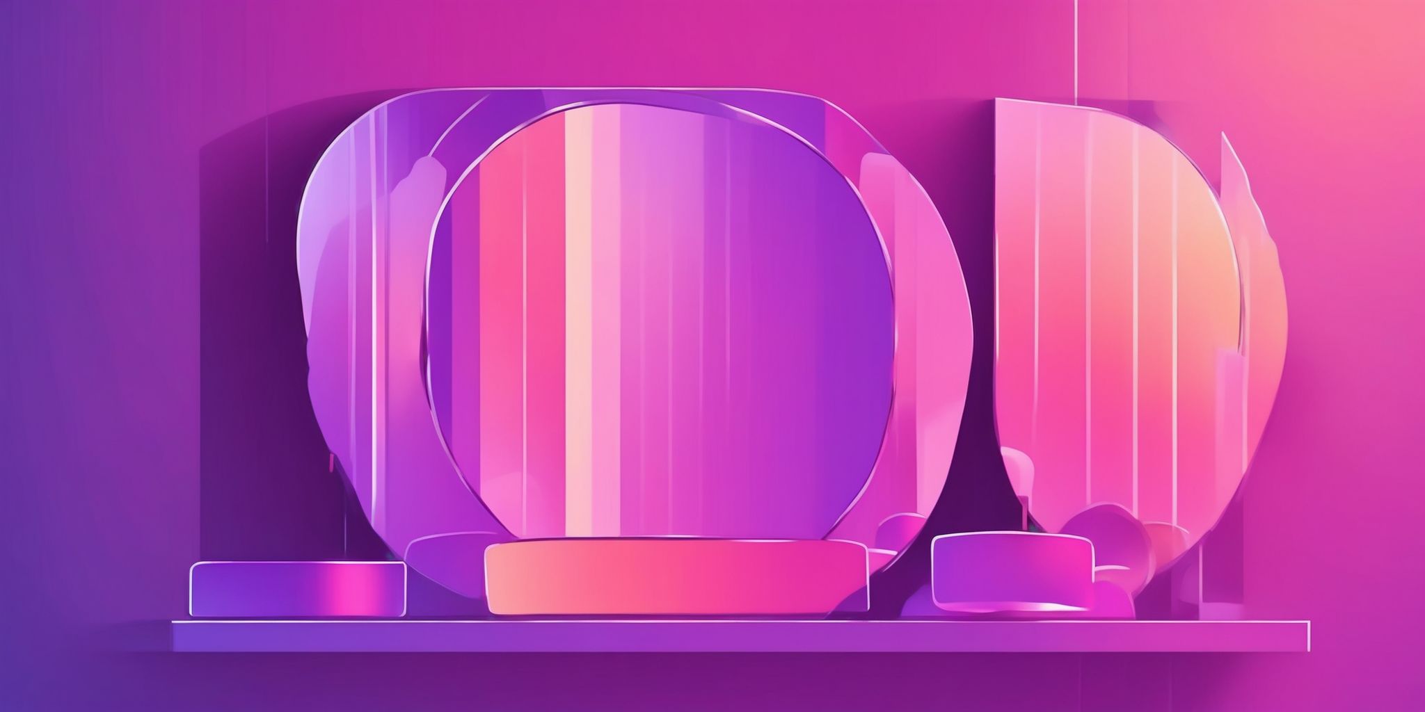 Mirror in flat illustration style, colorful purple gradient colors