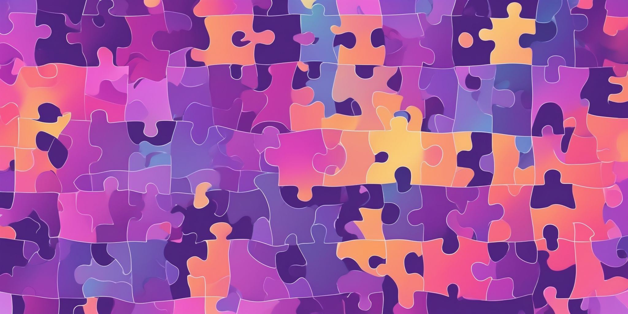 Puzzle in flat illustration style, colorful purple gradient colors