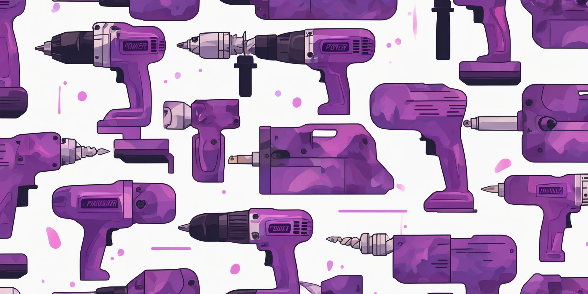 Power drill in flat illustration style, colorful purple gradient colors